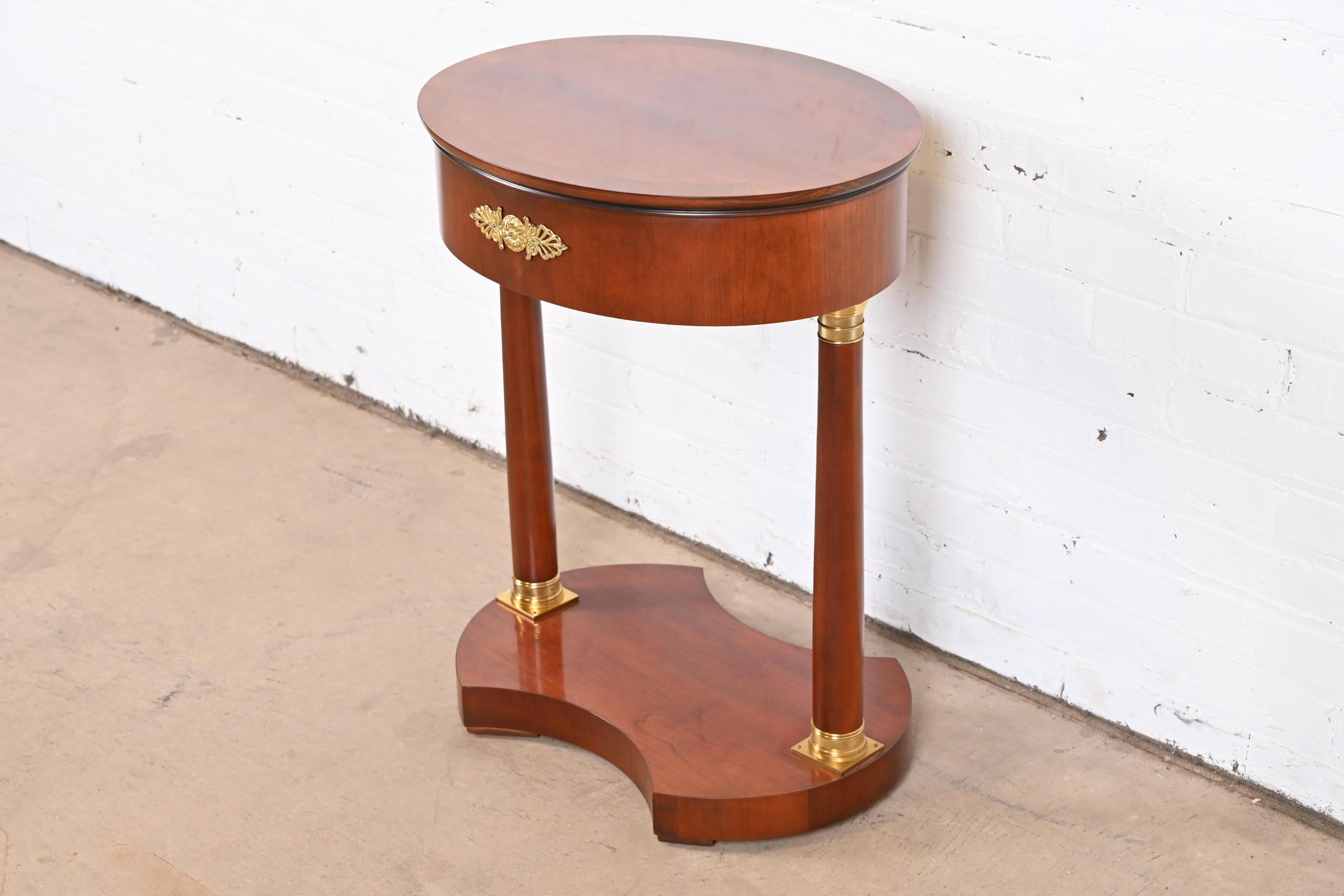 American Baker Furniture French Empire Mahogany and Mounted Brass Side Table For Sale
