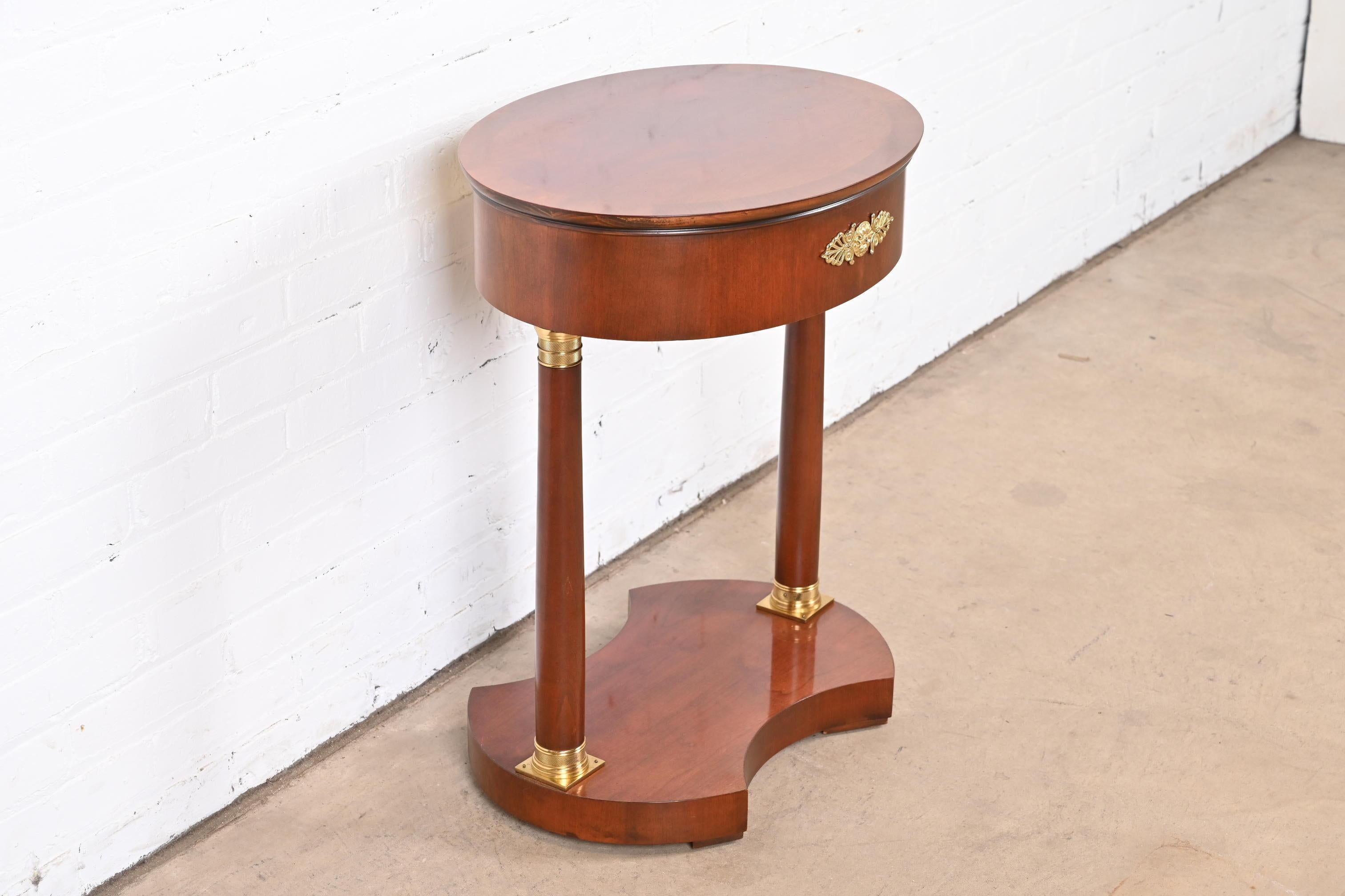Baker Furniture French Empire Mahogany and Mounted Brass Side Table In Good Condition For Sale In South Bend, IN