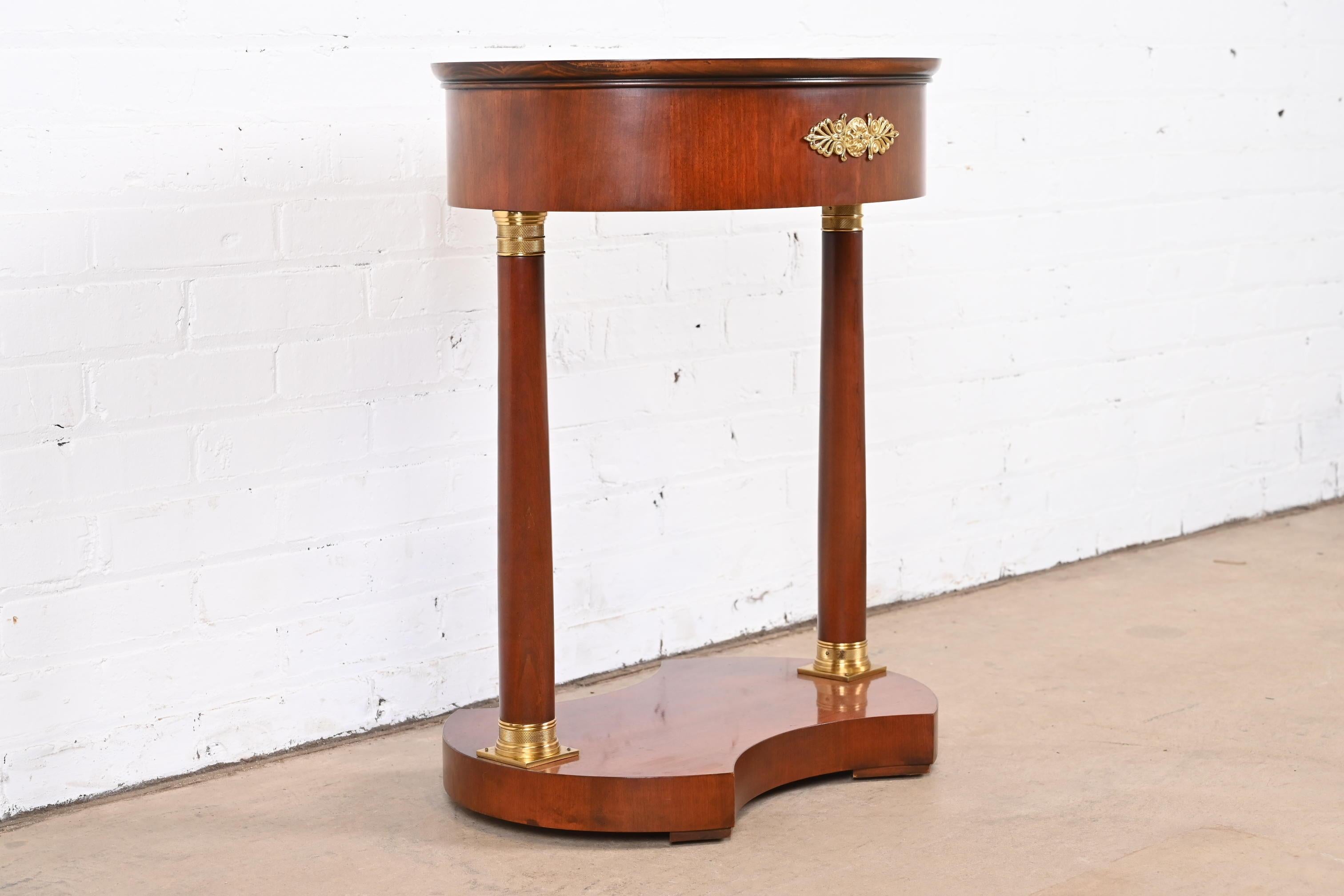 20th Century Baker Furniture French Empire Mahogany and Mounted Brass Side Table For Sale
