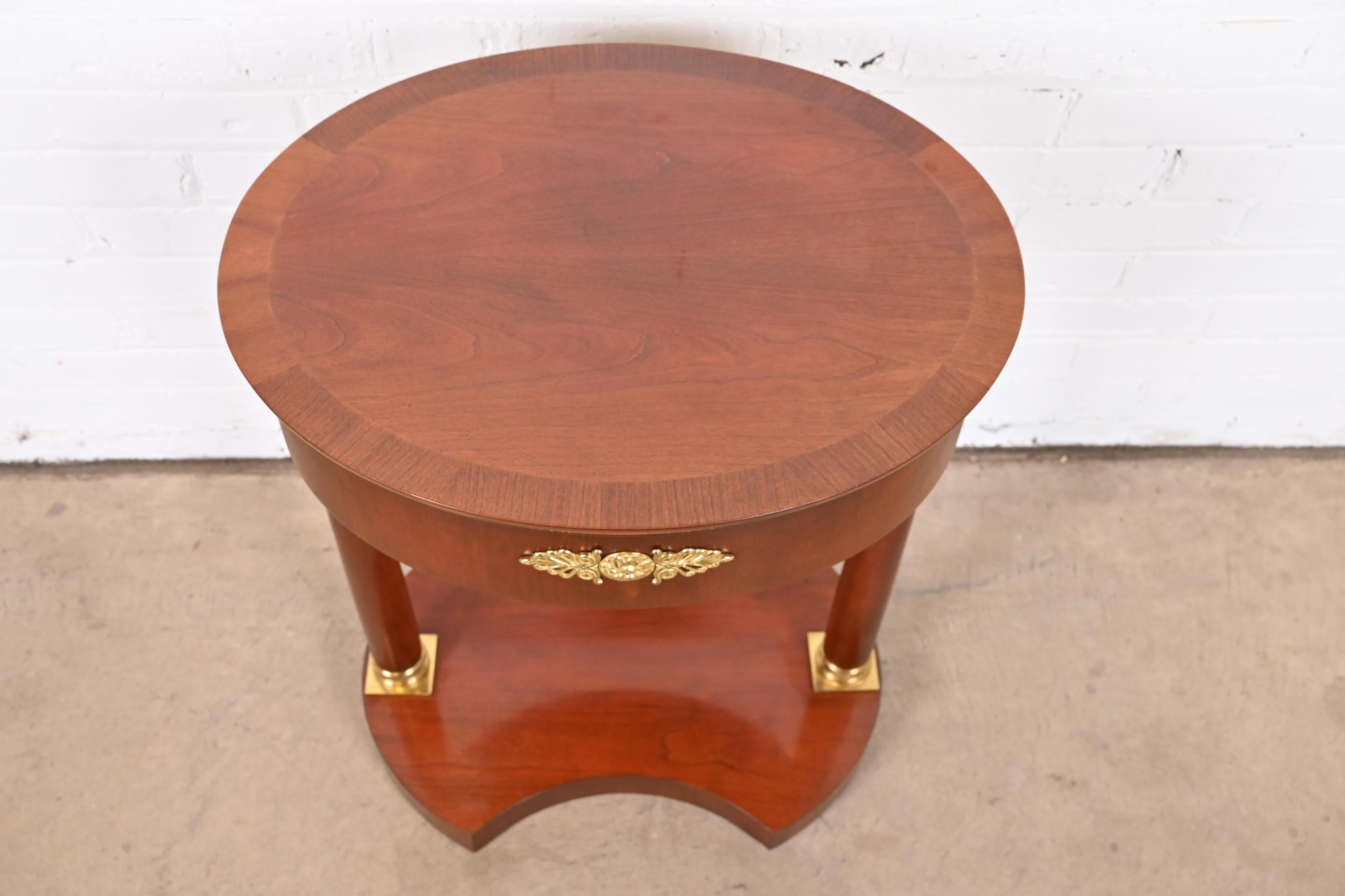Baker Furniture French Empire Mahogany and Mounted Brass Side Table For Sale 1