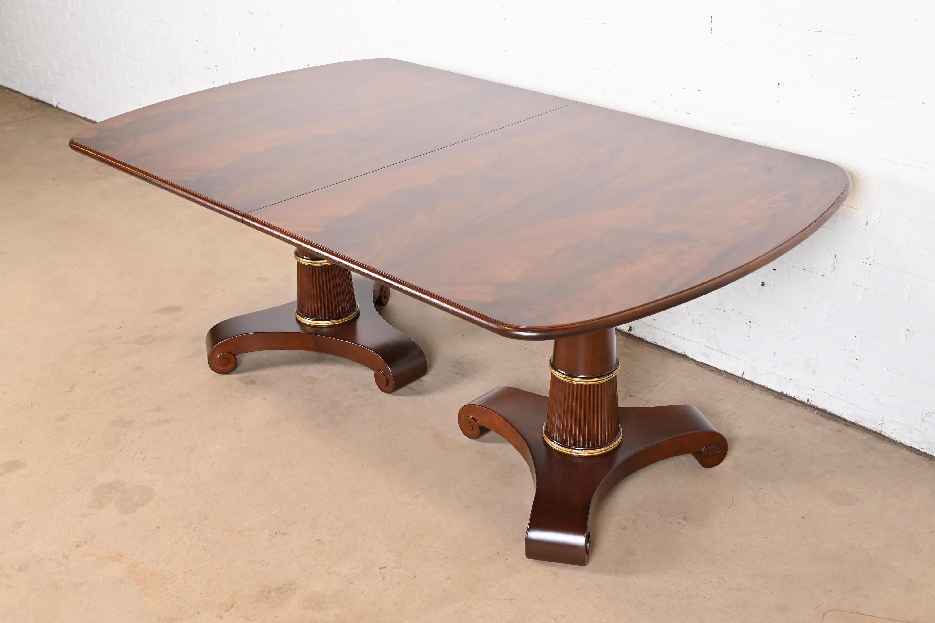 Baker Furniture French Empire Mahogany Double Pedestal Dining Table, Refinished For Sale 8