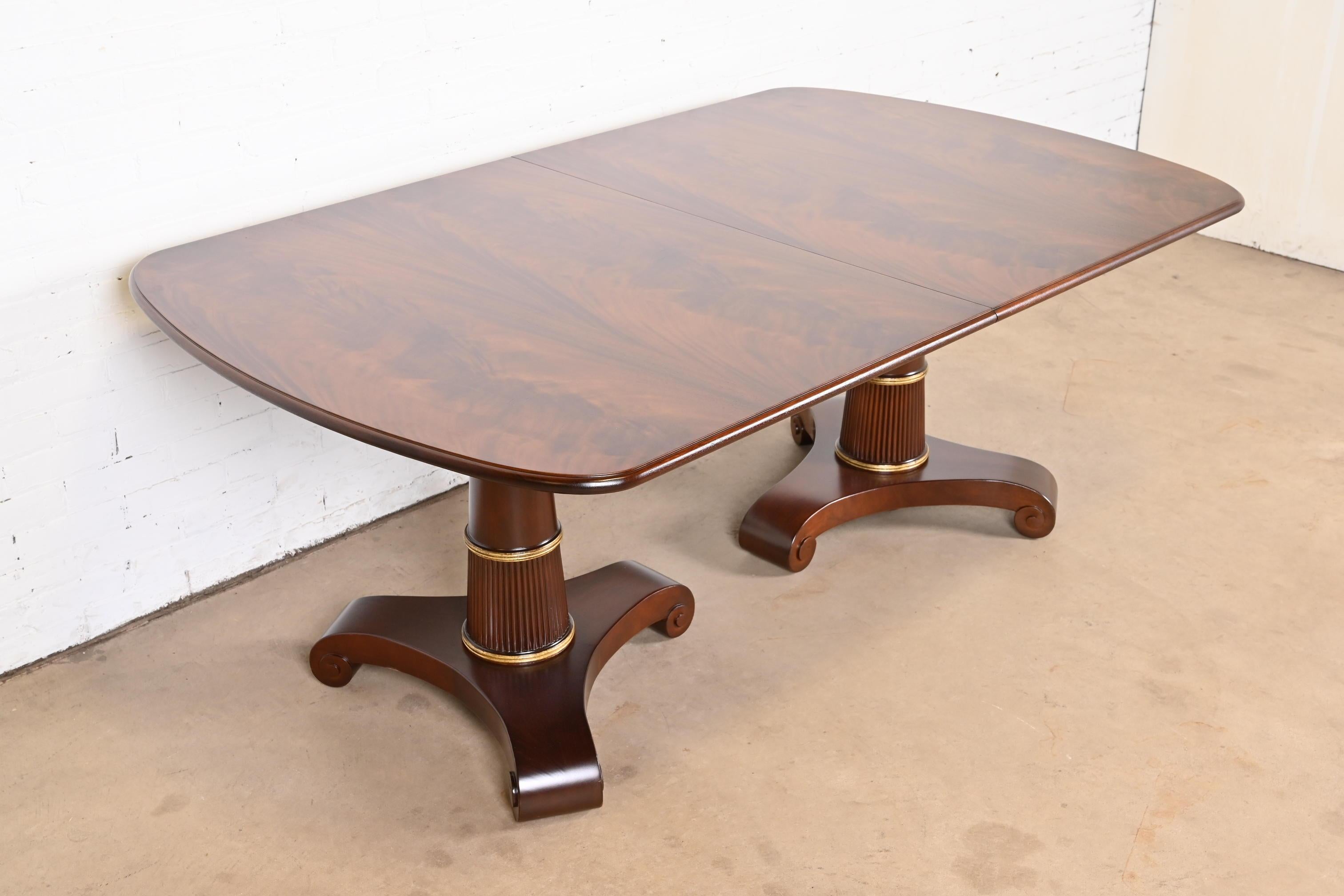 Baker Furniture French Empire Mahogany Double Pedestal Dining Table, Refinished For Sale 10
