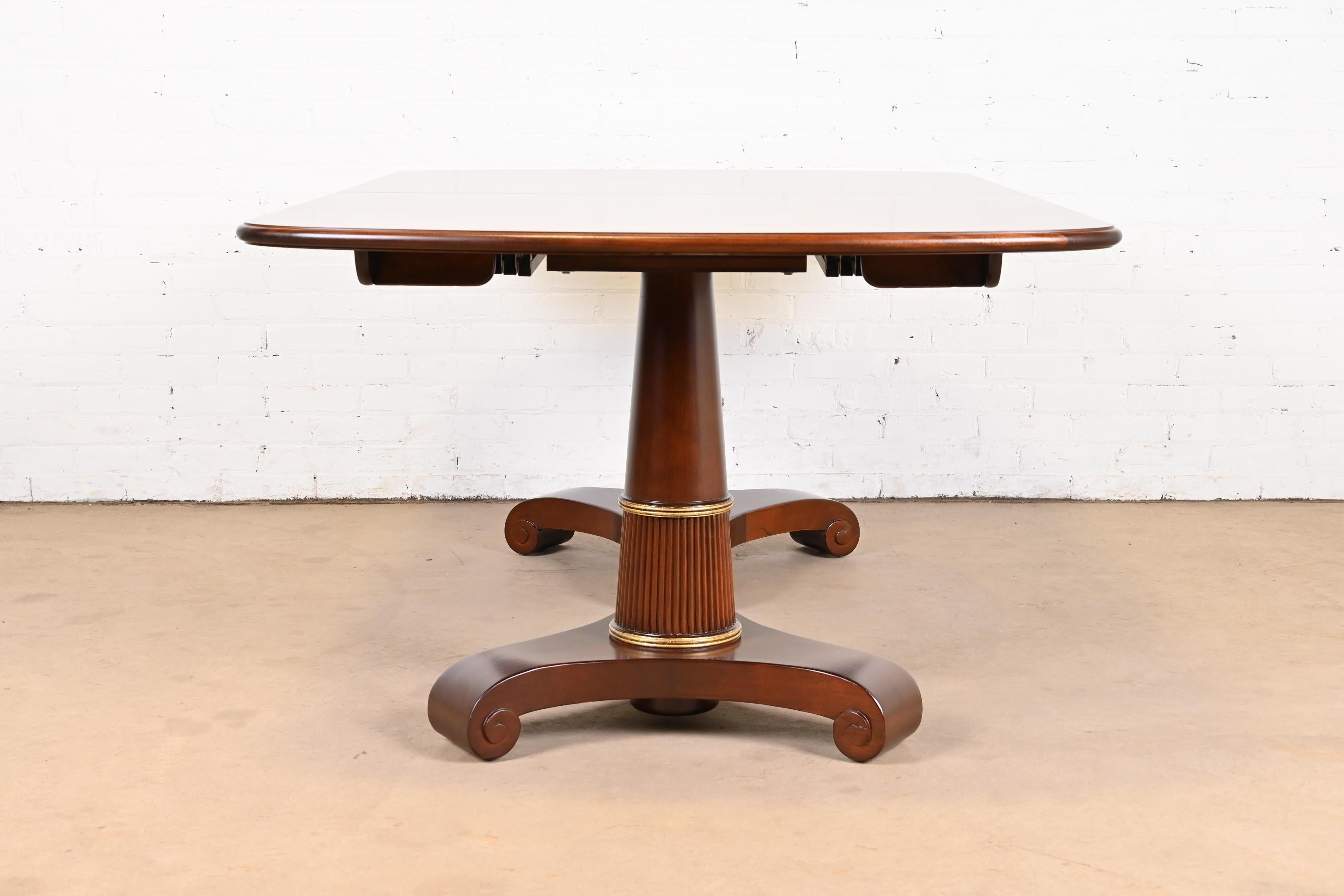 Baker Furniture French Empire Mahogany Double Pedestal Dining Table, Refinished For Sale 13