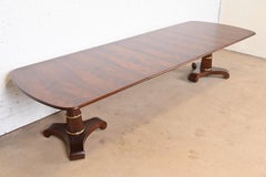 Baker Furniture French Empire Mahogany Double Pedestal Dining Table, Refinished