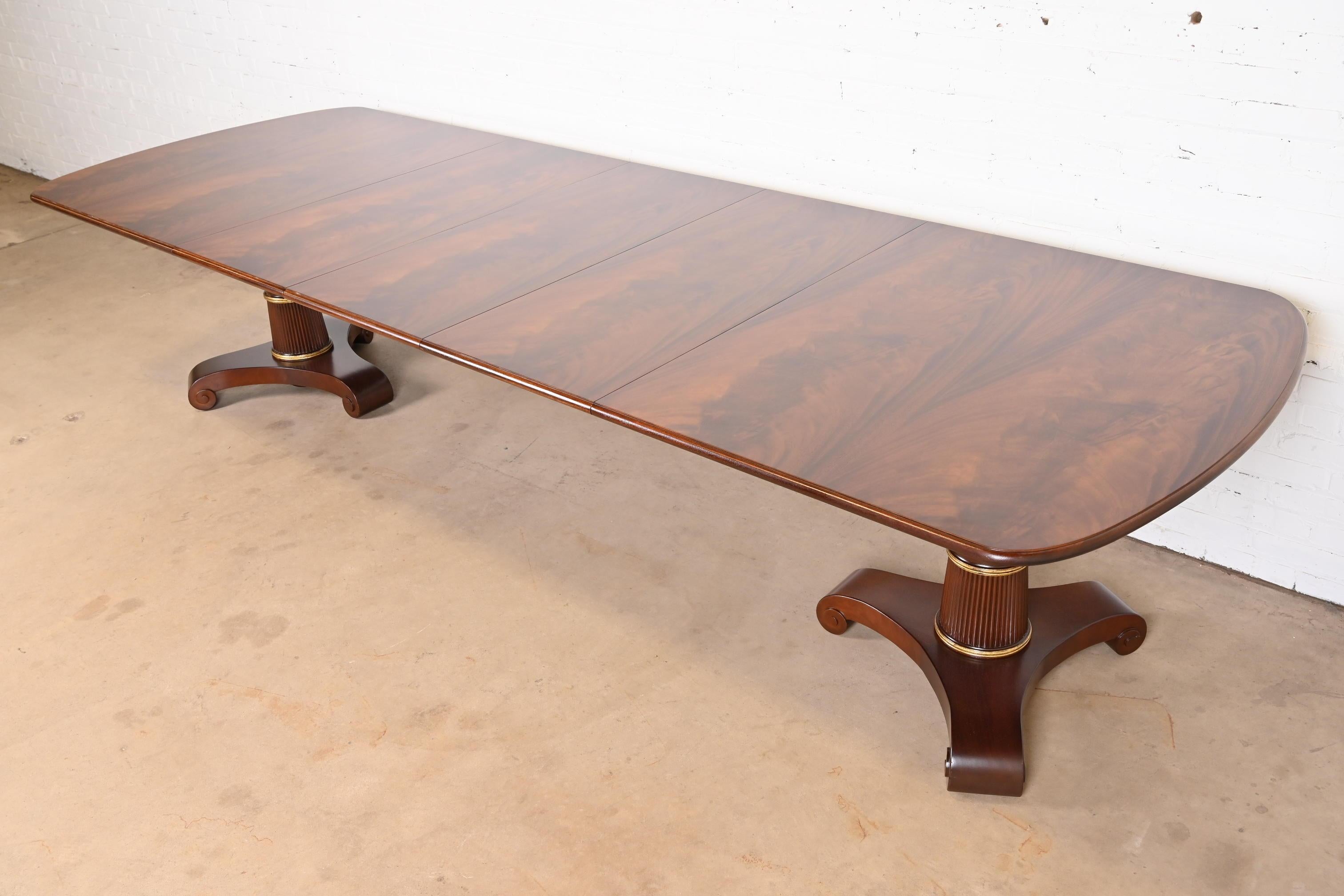 Baker Furniture French Empire Mahogany Double Pedestal Dining Table, Refinished For Sale 1