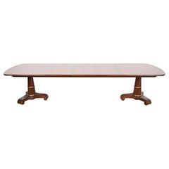 Baker Furniture French Empire Mahogany Double Pedestal Dining Table, Refinished