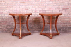 Baker Furniture French Empire Mahogany Side Tables, Newly Refinished