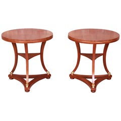 Baker Furniture French Empire Mahogany Side Tables, Newly Refinished