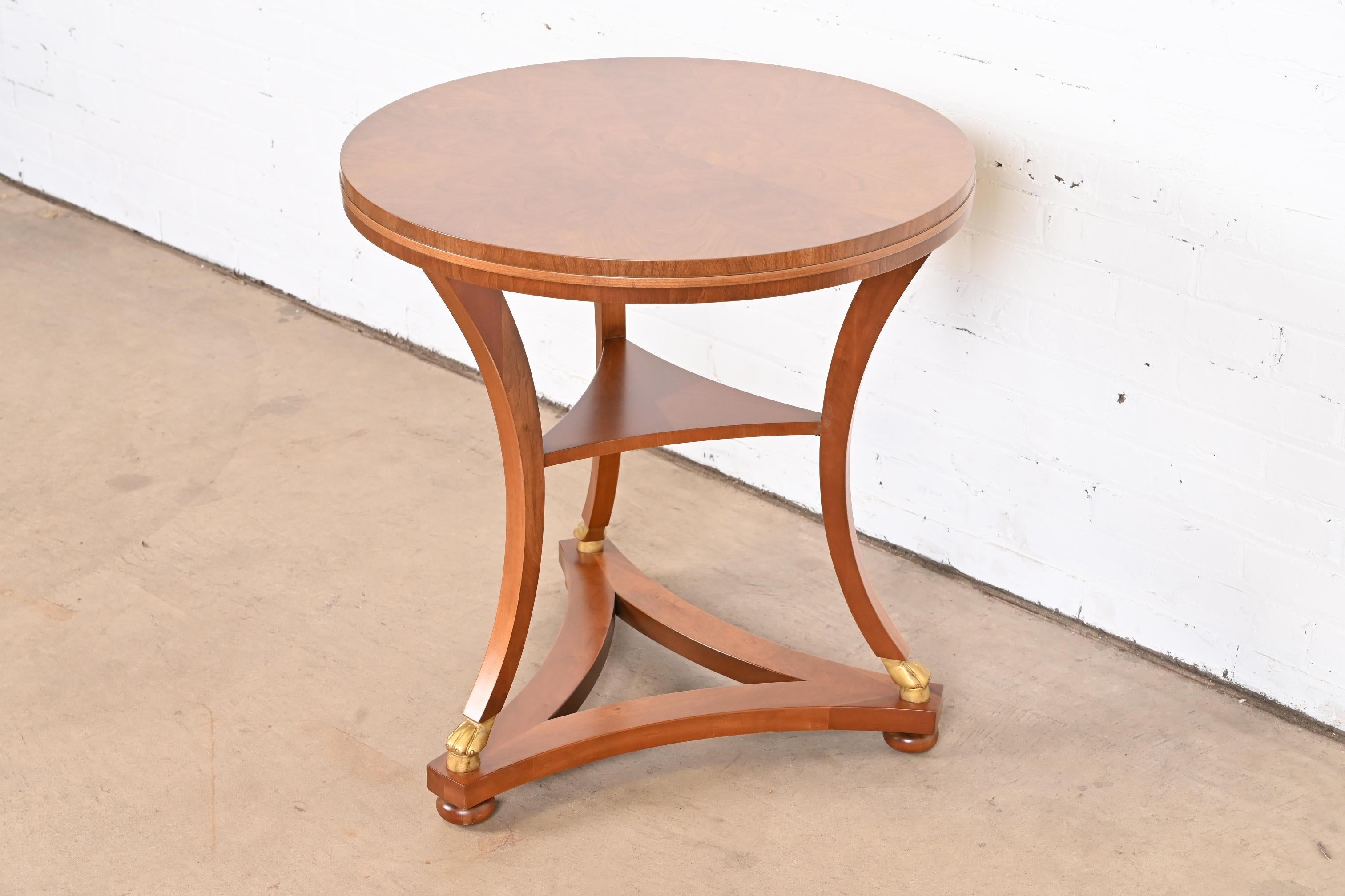 Baker Furniture French Empire Mahogany Tea Table, Newly Refinished In Good Condition For Sale In South Bend, IN
