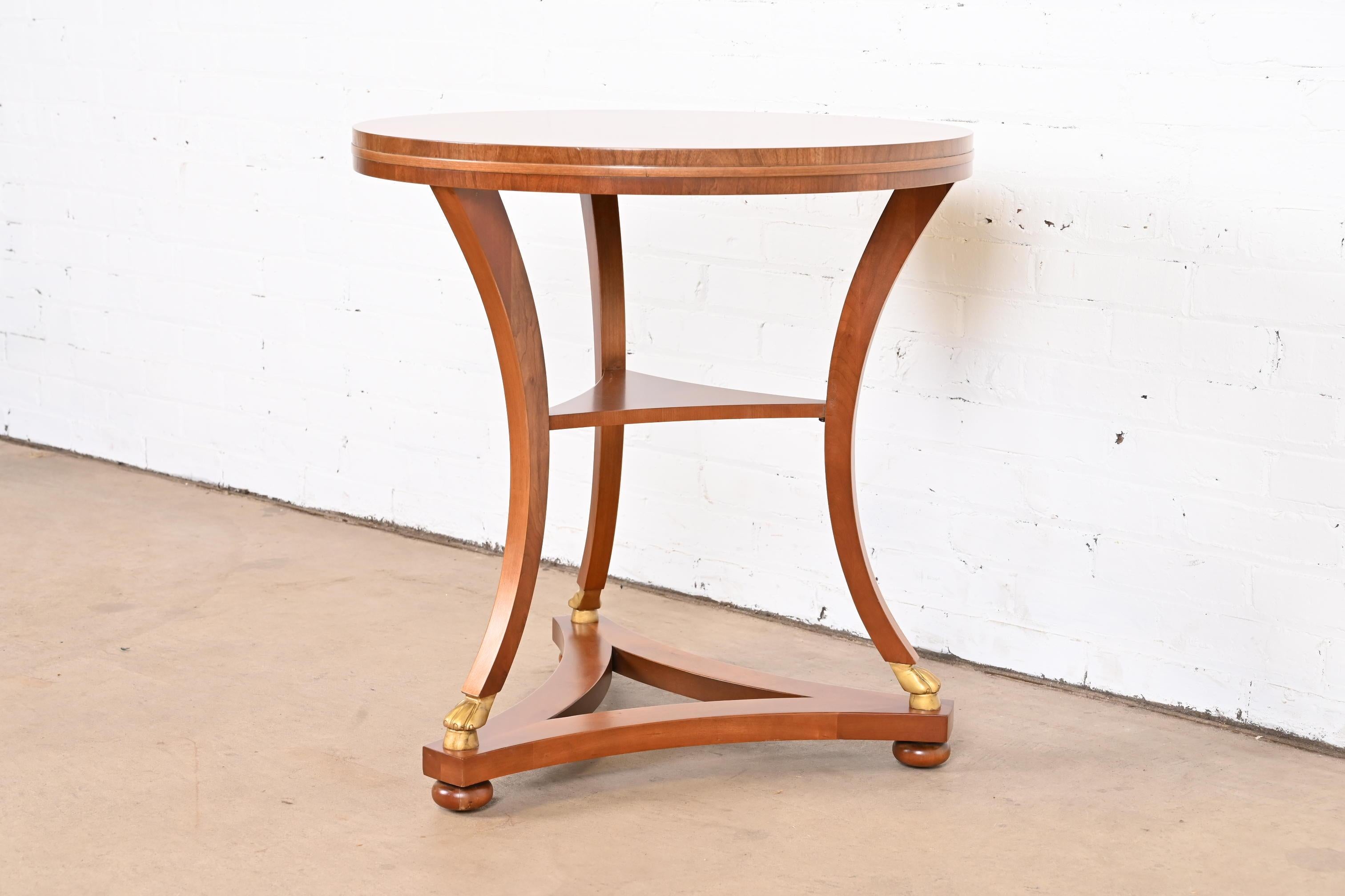 20th Century Baker Furniture French Empire Mahogany Tea Table, Newly Refinished For Sale