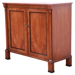 Baker Furniture French Empire Neoclassical Burled Walnut Bar Cabinet, circa 1960