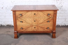 Baker Furniture French Empire Walnut and Burl Wood Bachelor Chest or Commode