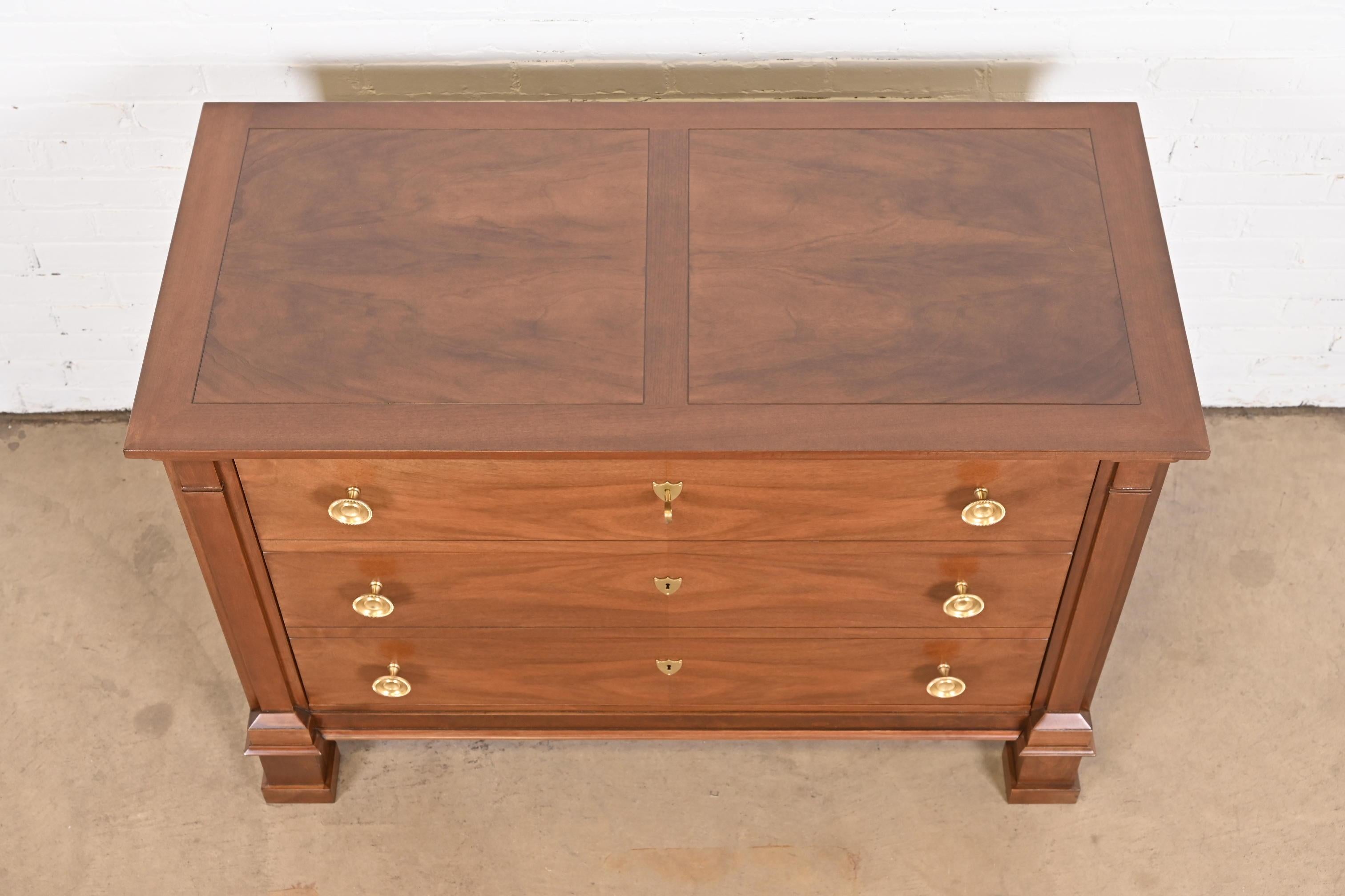 Baker Furniture French Empire Walnut and Burl Wood Chest of Drawers, Refinished 5