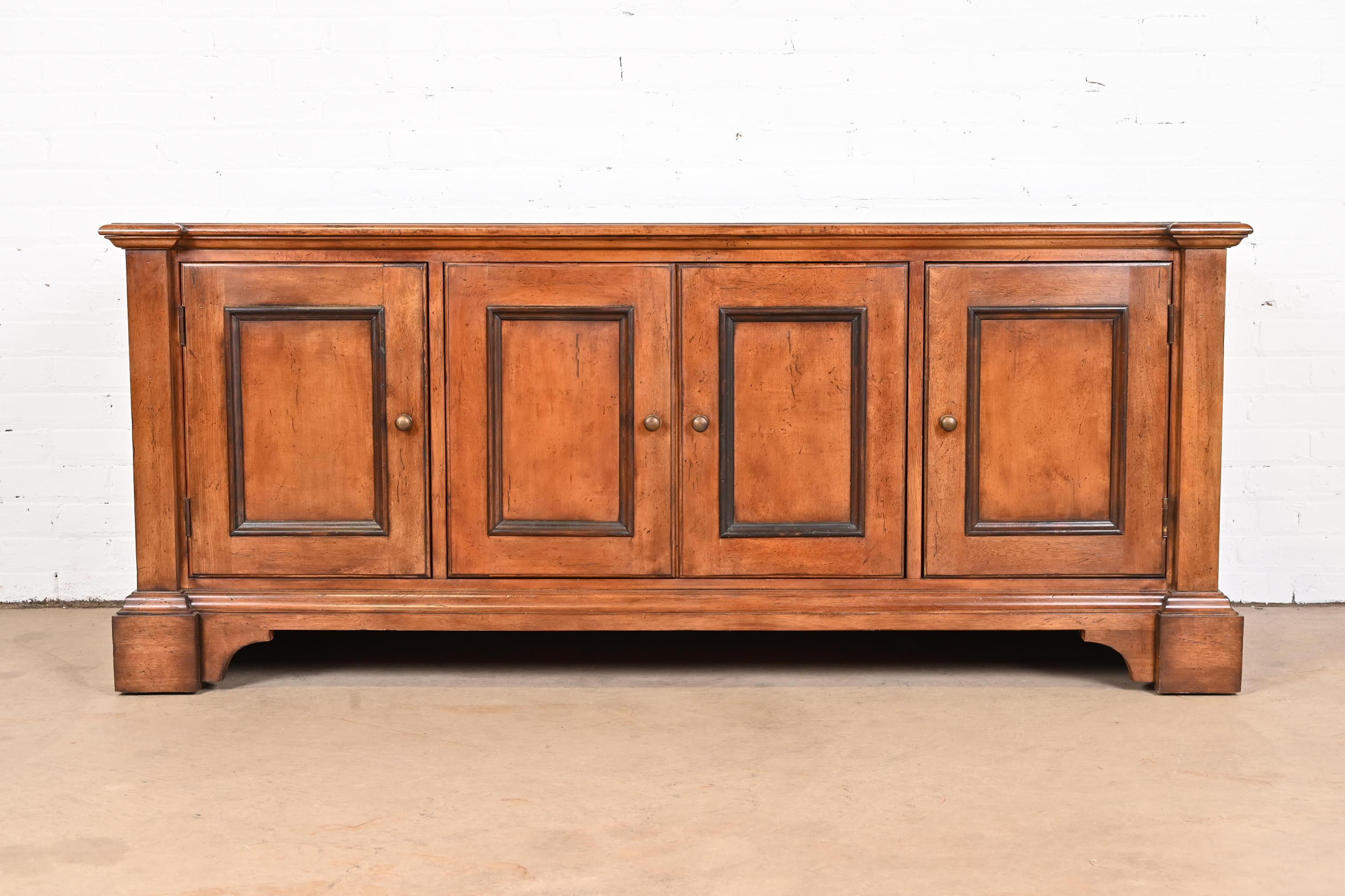 American Baker Furniture French Louis Philippe Walnut Credenza or Media Cabinet