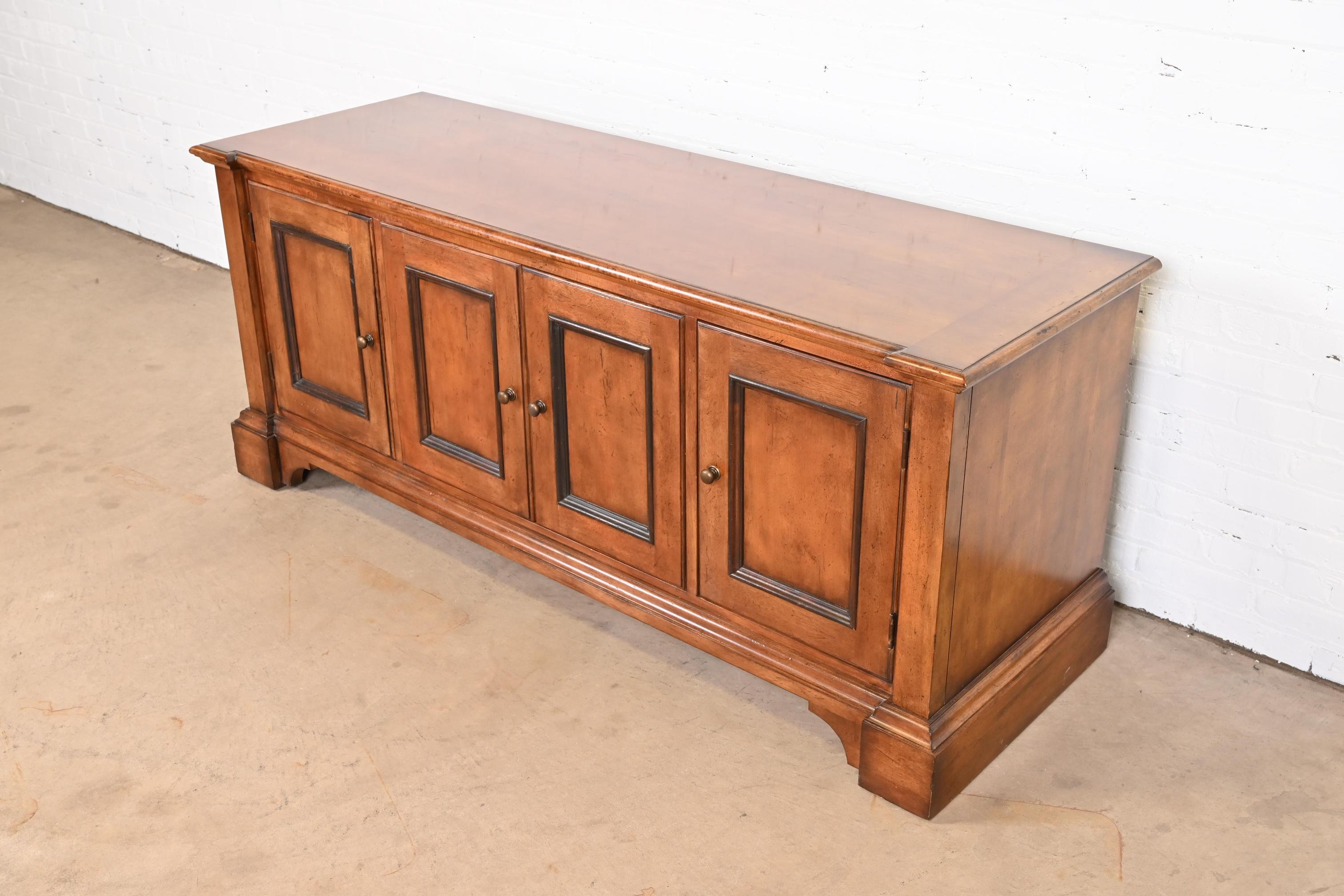 20th Century Baker Furniture French Louis Philippe Walnut Credenza or Media Cabinet