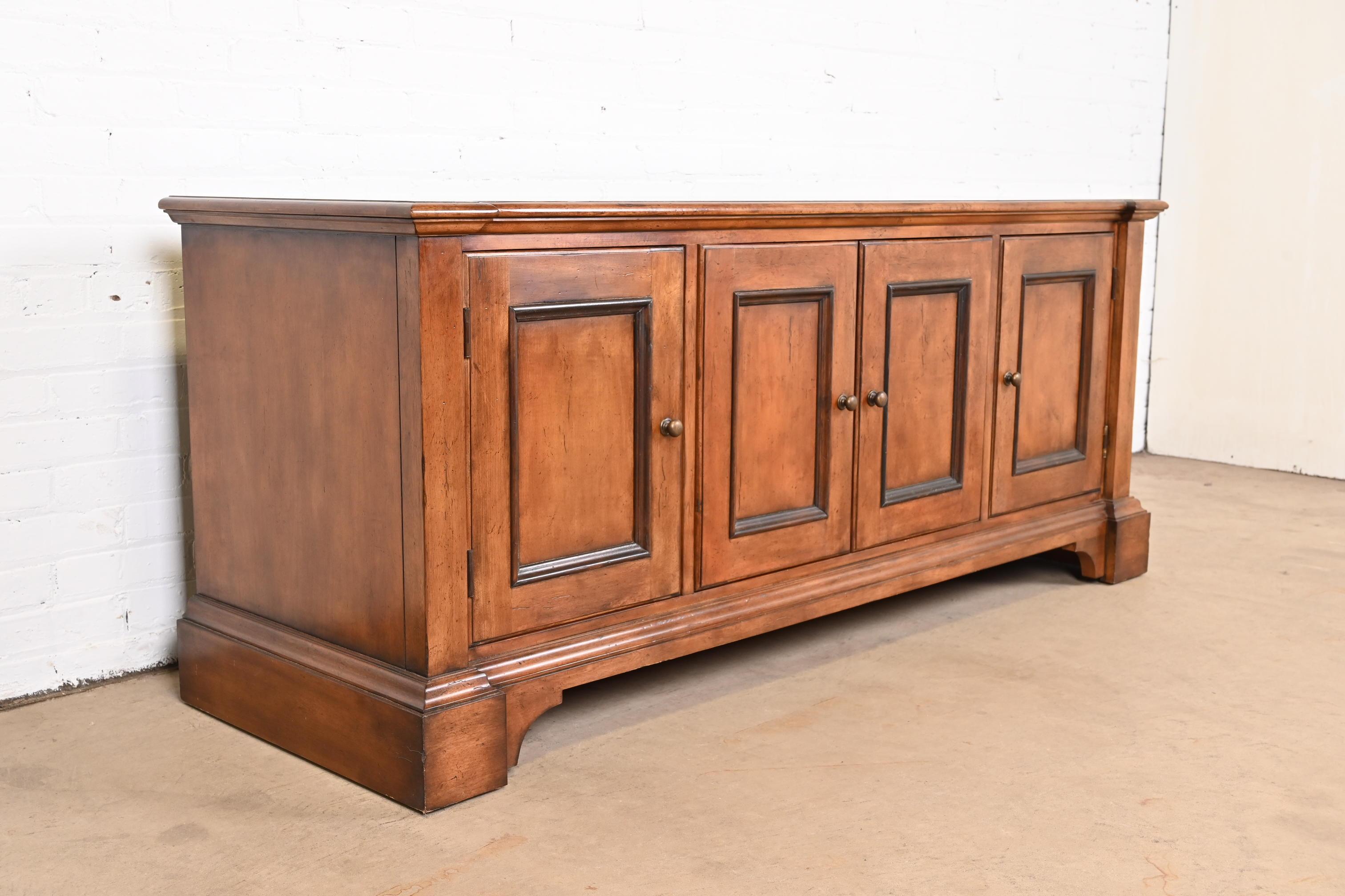 Baker Furniture French Louis Philippe Walnut Credenza or Media Cabinet 1