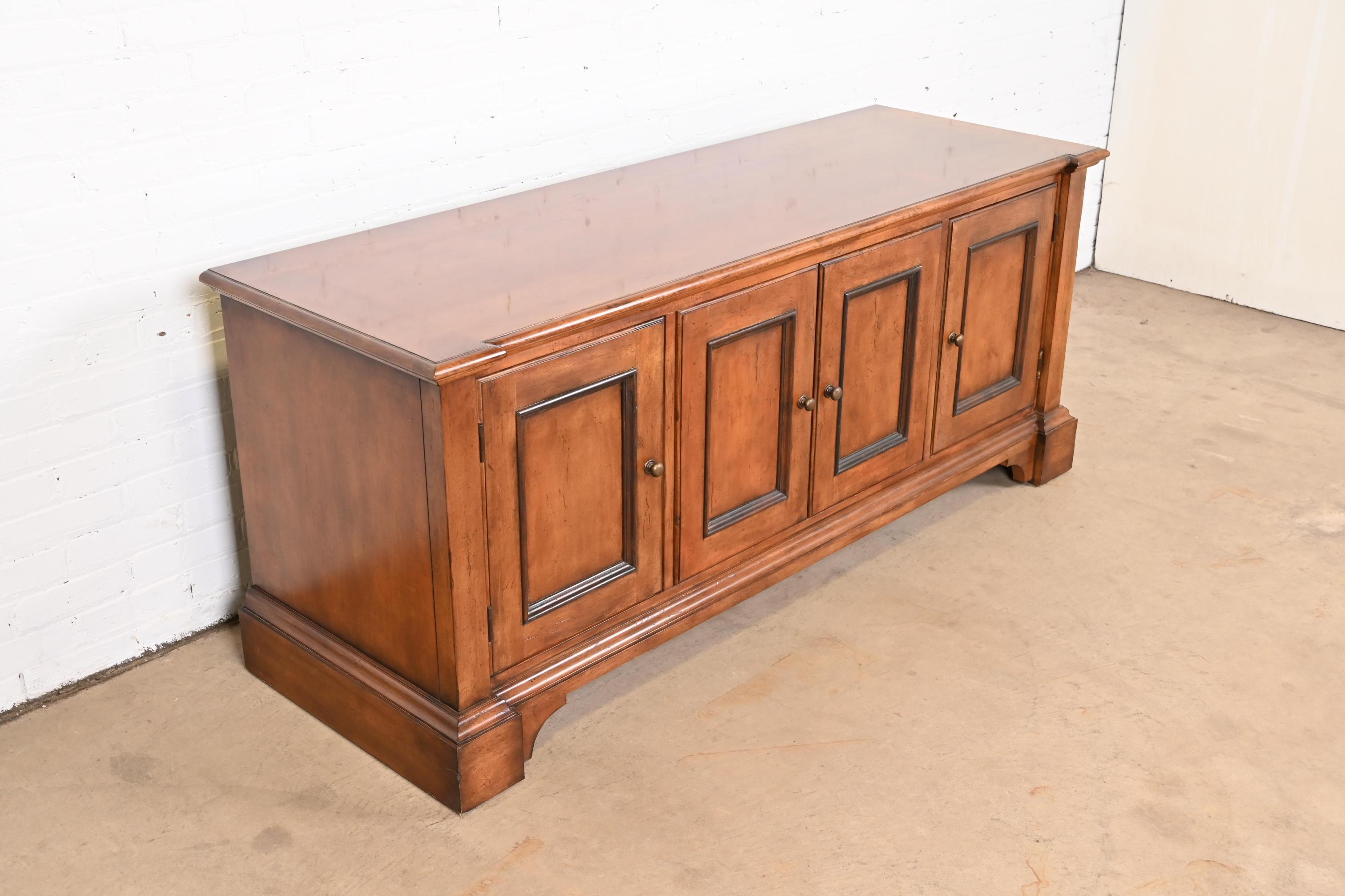 Baker Furniture French Louis Philippe Walnut Credenza or Media Cabinet 2