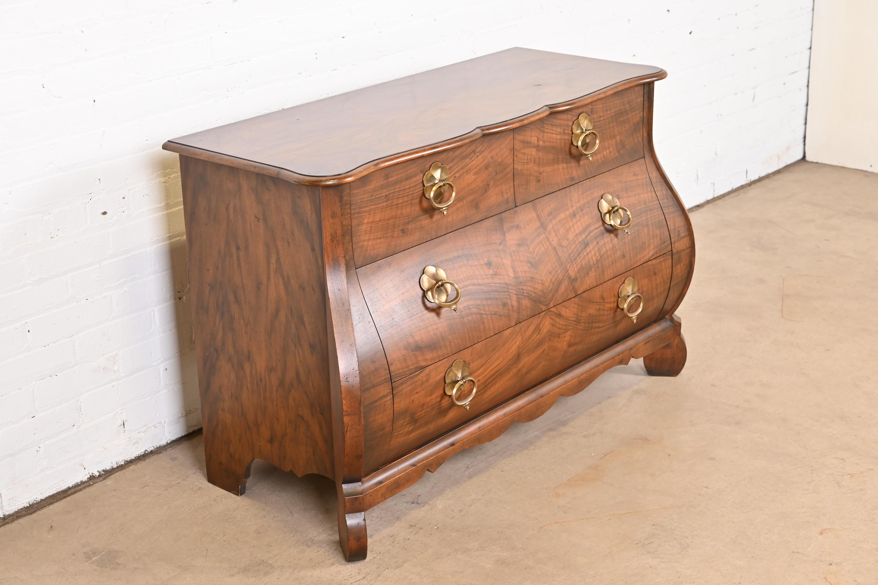 Baker Furniture French Louis XV Burled Walnut Bombay Form Chest of Drawers 1