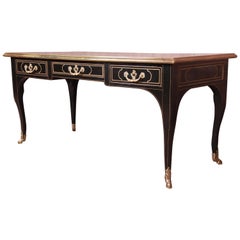 Baker Furniture French Louis XV Leather Top Bureau Plat Desk
