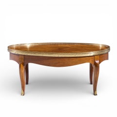Baker Furniture French Louis XV Mahogany and Brass Coffee Table