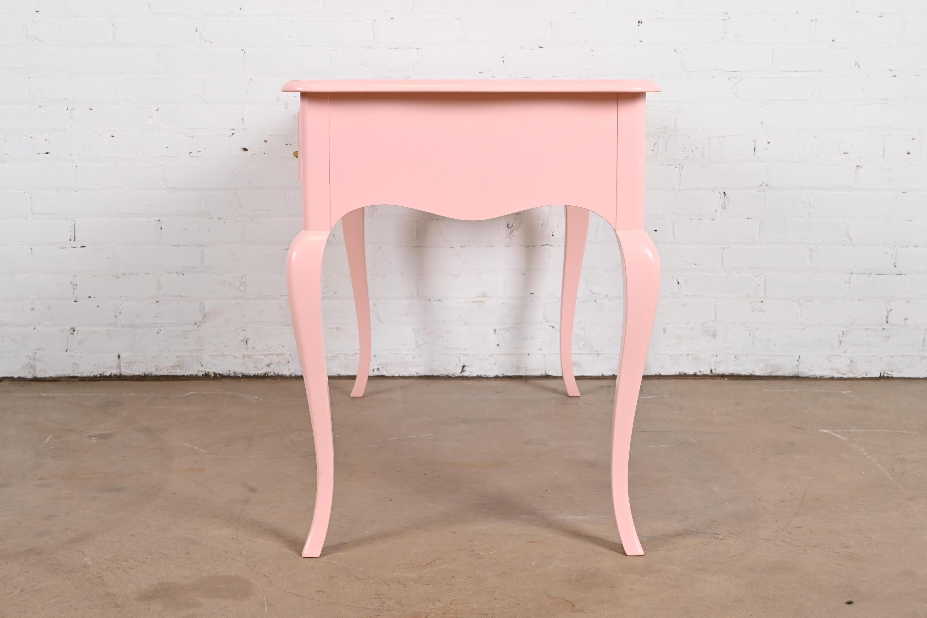 Baker Furniture French Louis XV Pink Lacquered Writing Desk, Newly Refinished For Sale 4