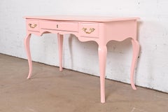Baker Furniture French Louis XV Pink Lacquered Writing Desk, Newly Refinished