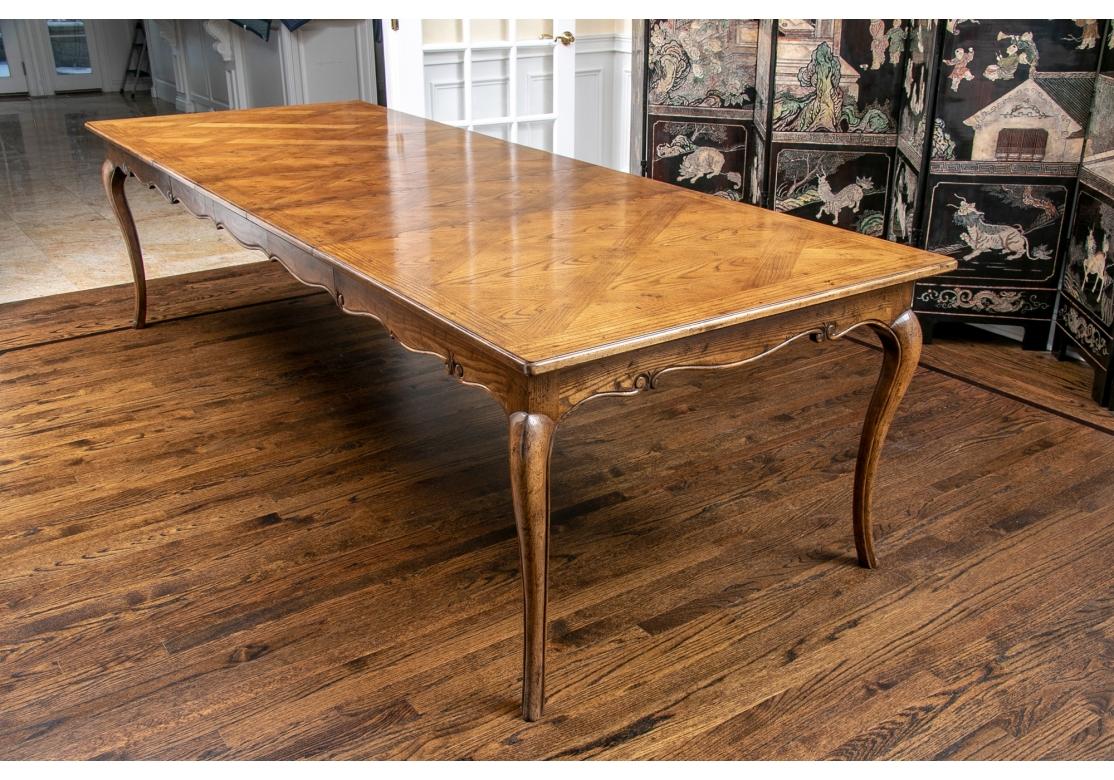 American Baker Furniture French Louis XV Style Parquet Dining Table 