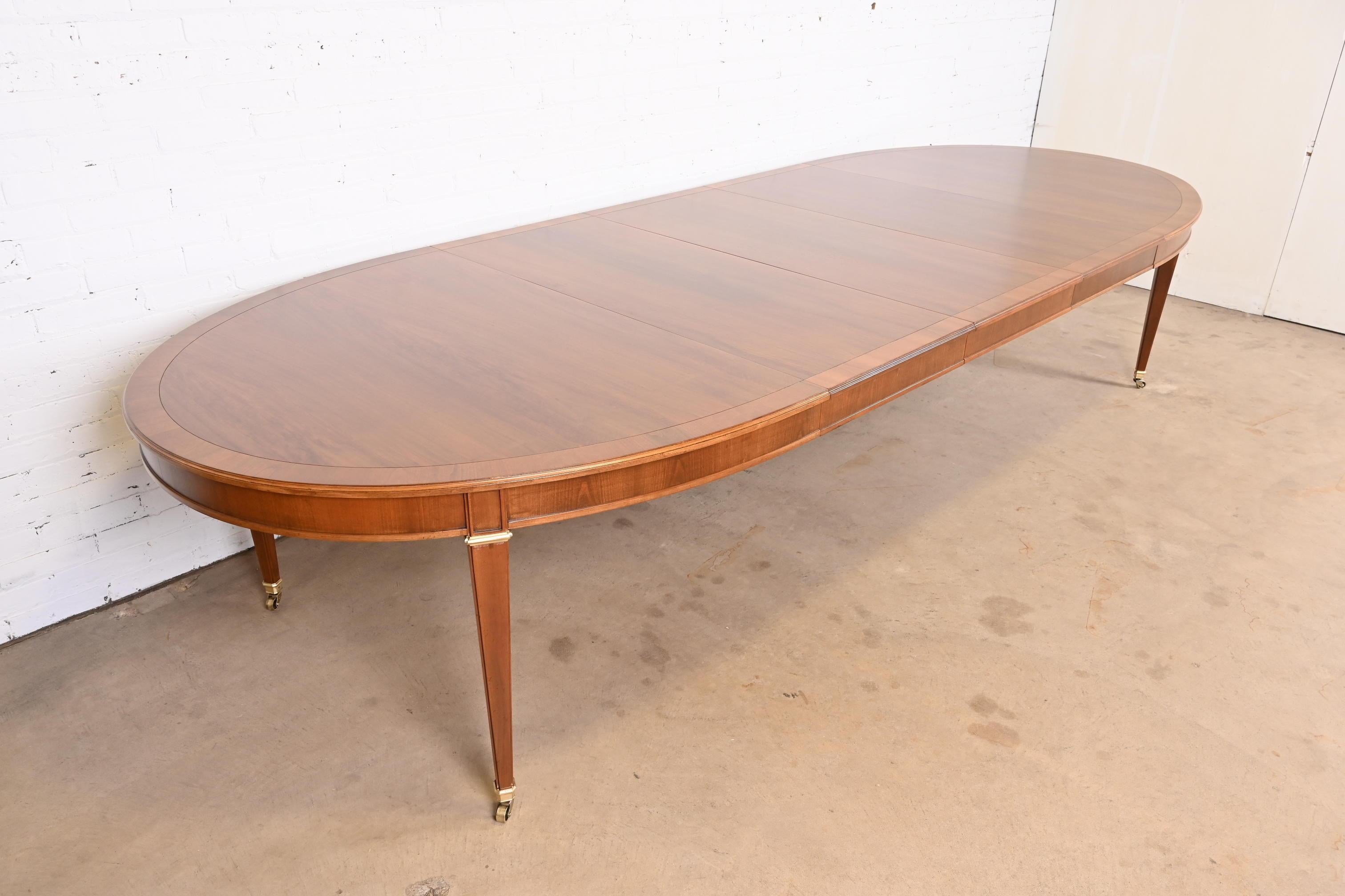 Mid-20th Century Baker Furniture French Louis XVI Burled Walnut Dining Table, Newly Refinished