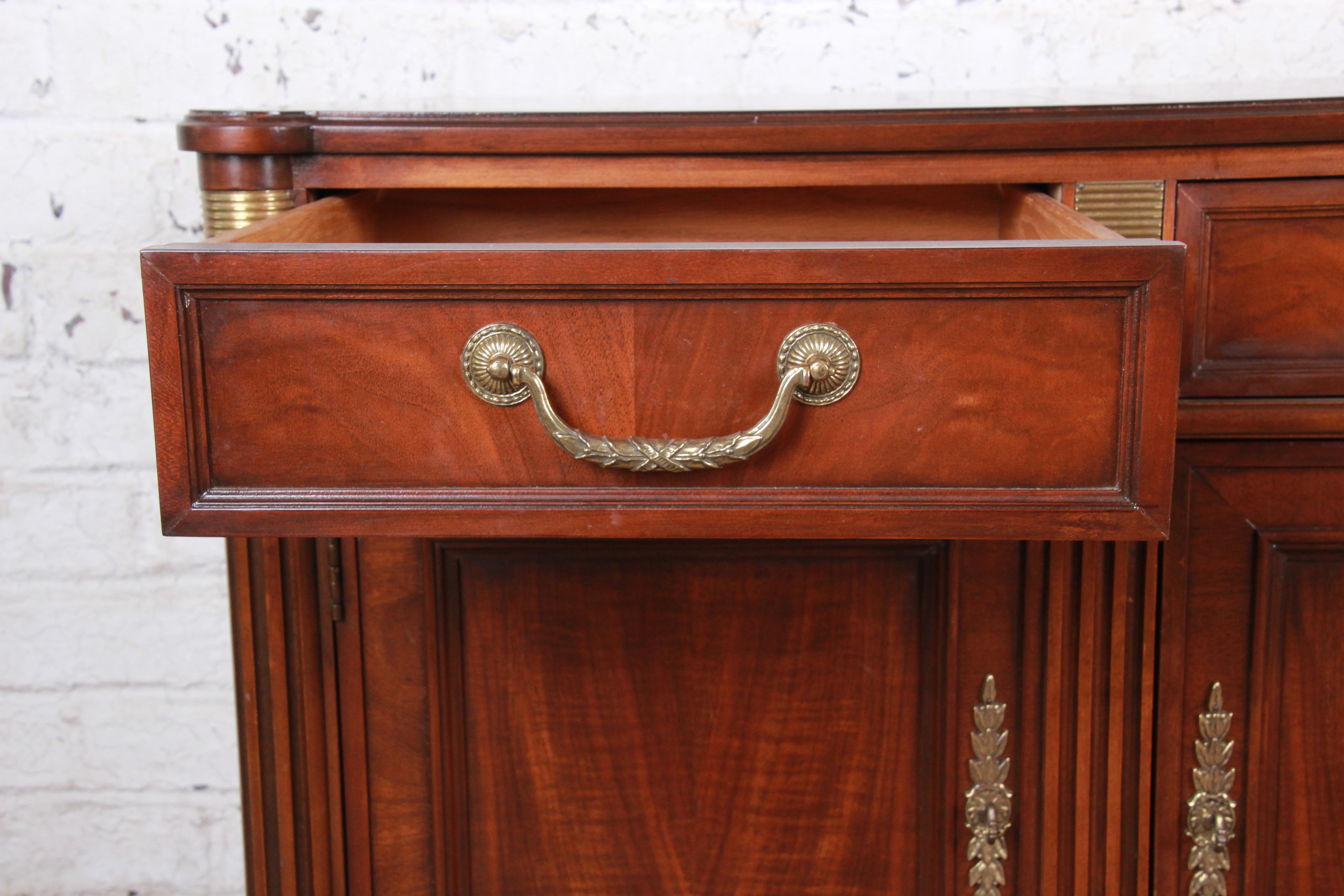 Baker Furniture French Louis XVI Directoire Style Walnut and Brass Sideboard 5