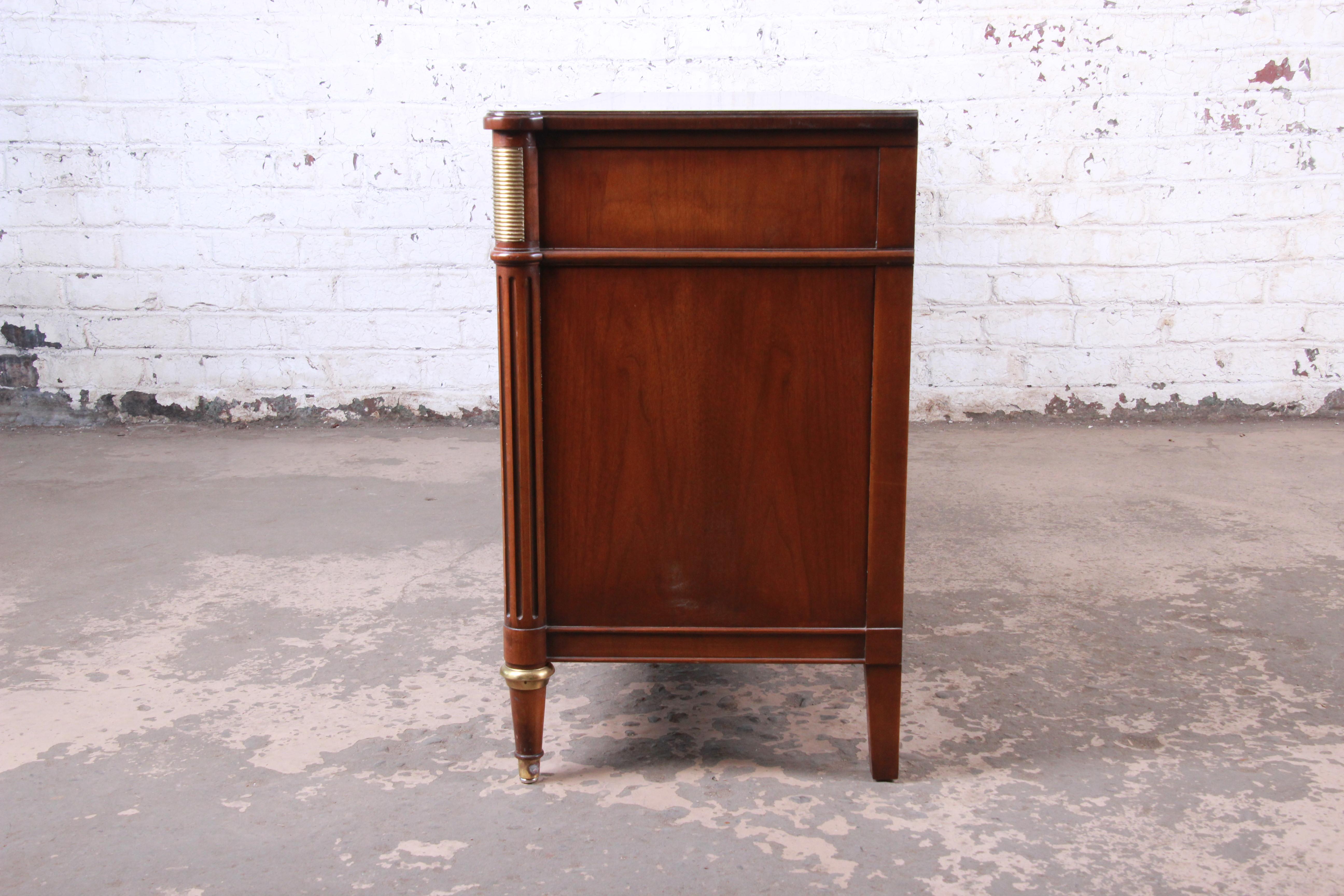 Baker Furniture French Louis XVI Directoire Style Walnut and Brass Sideboard 10