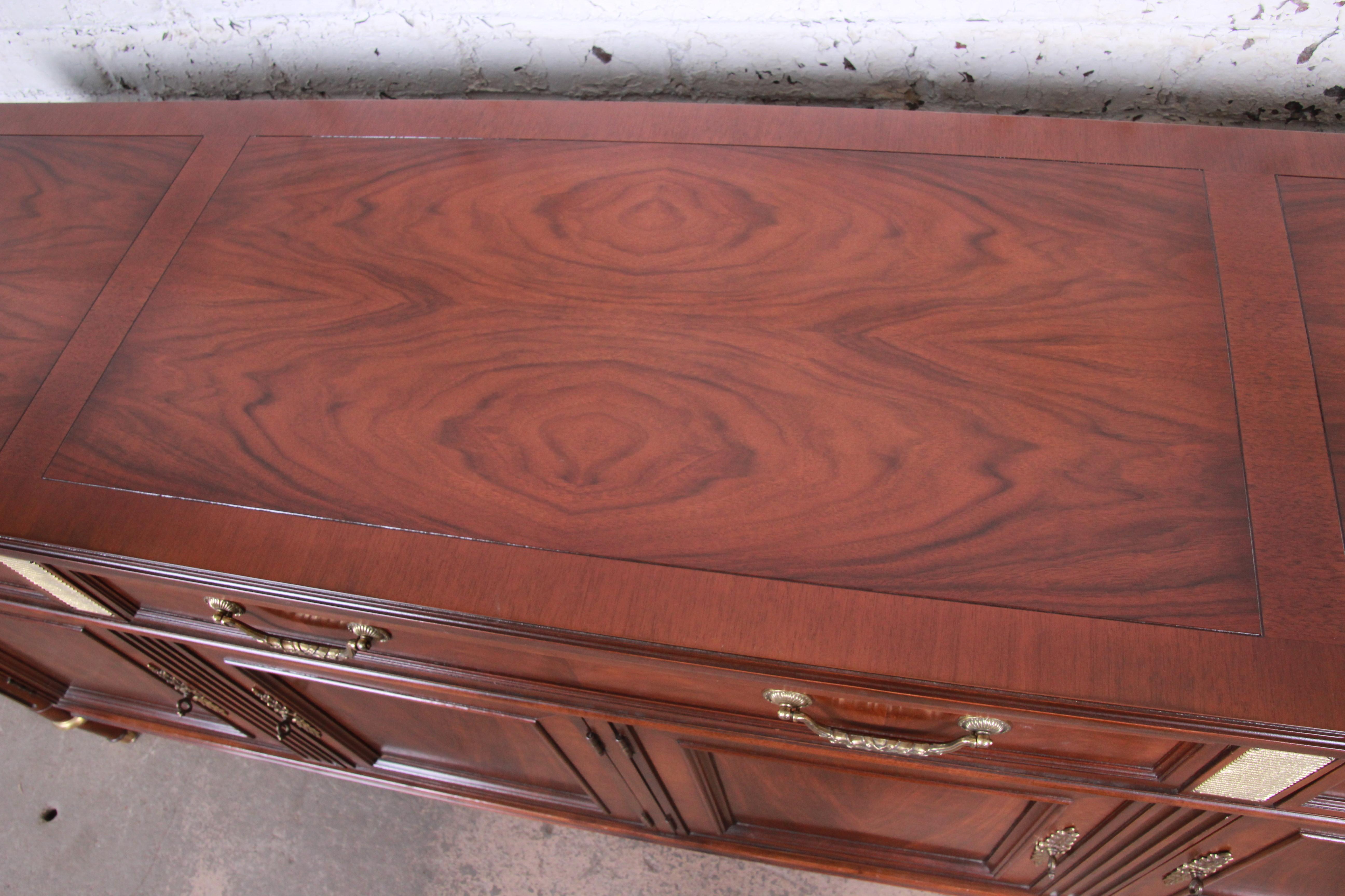Baker Furniture French Louis XVI Directoire Style Walnut and Brass Sideboard 3