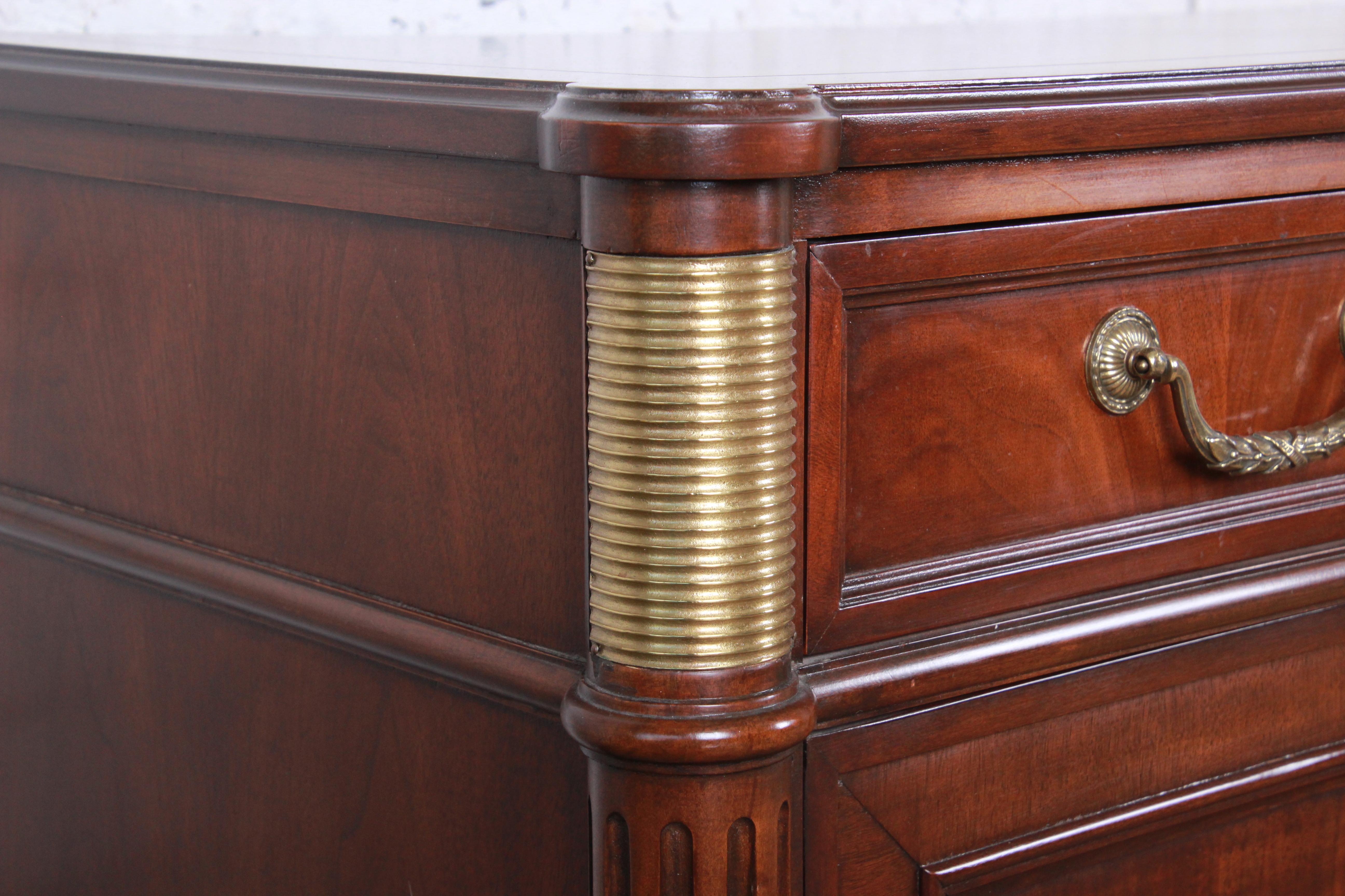 Baker Furniture French Louis XVI Directoire Style Walnut and Brass Sideboard 4