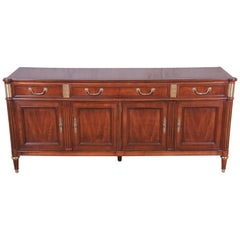 Baker Furniture French Louis XVI Directoire Style Walnut and Brass Sideboard