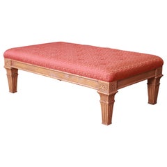 Baker Furniture French Louis XVI Gilt Upholstered Bench, Circa 1960s