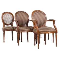 Baker Furniture French Louis XVI Mahogany Cane Balloon Back Dining Chairs - 6