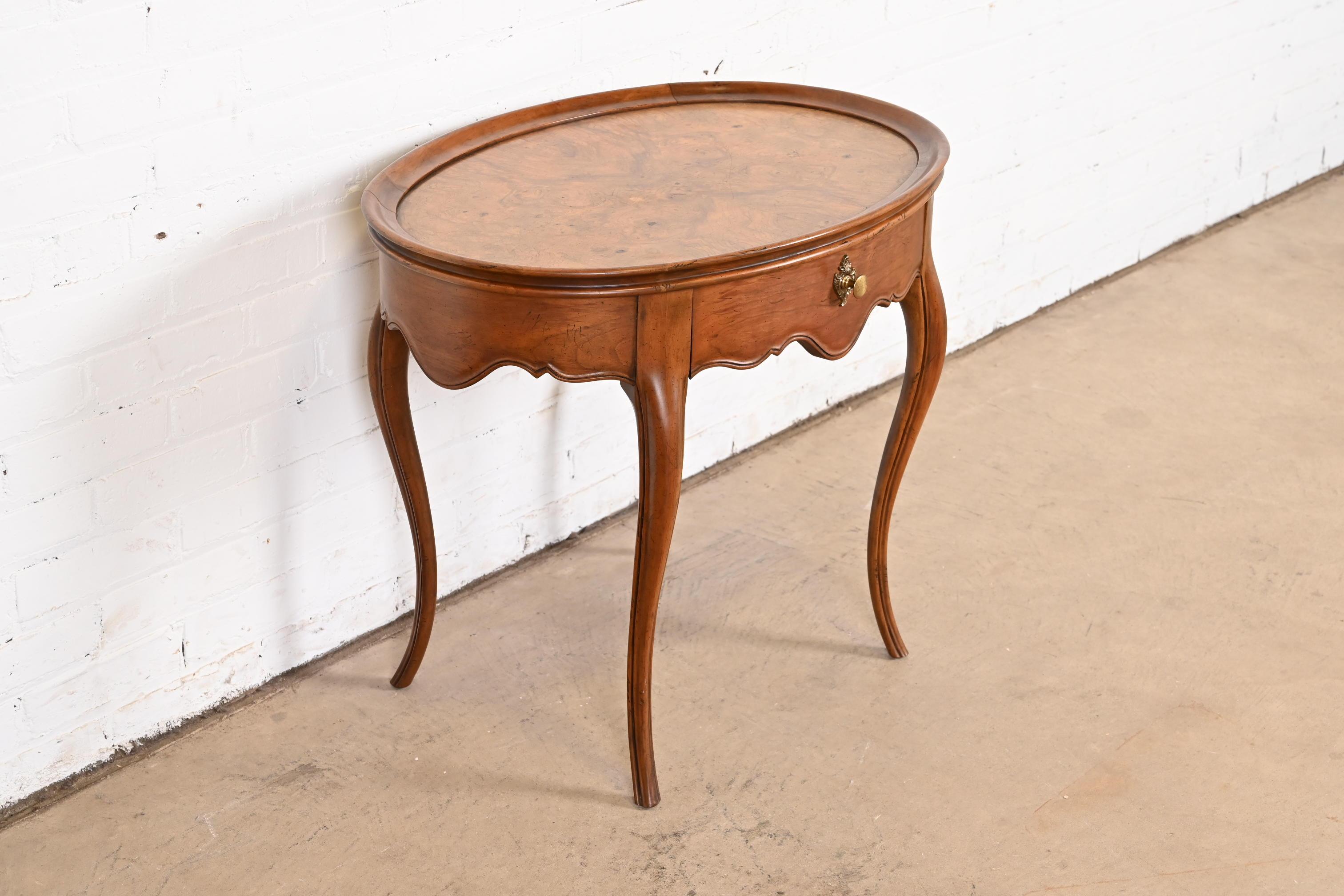 Baker Furniture French Provincial Burled Walnut Side Table or Tea Table For Sale 1