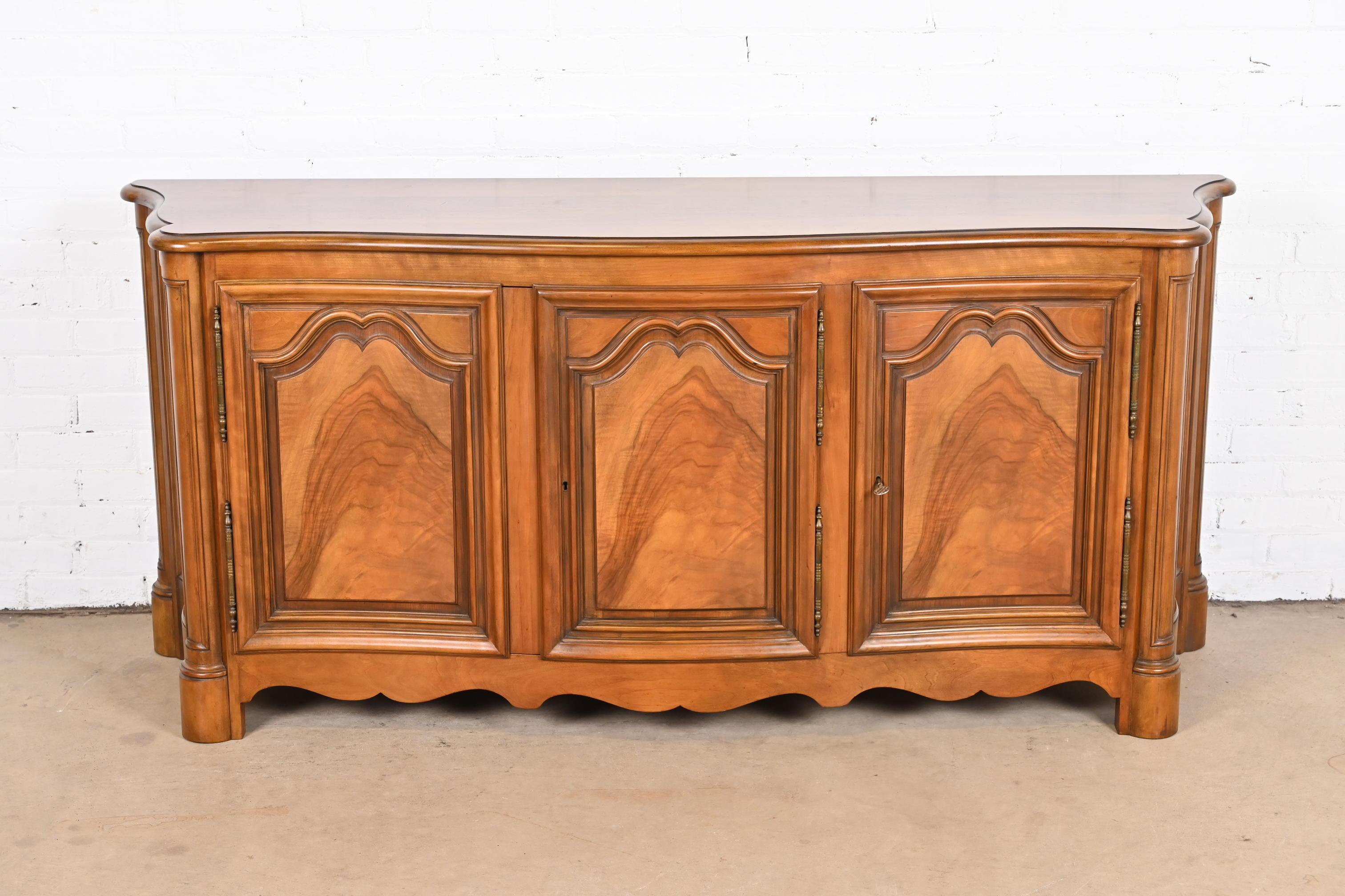 American Baker Furniture French Provincial Burled Walnut Sideboard or Bar Cabinet