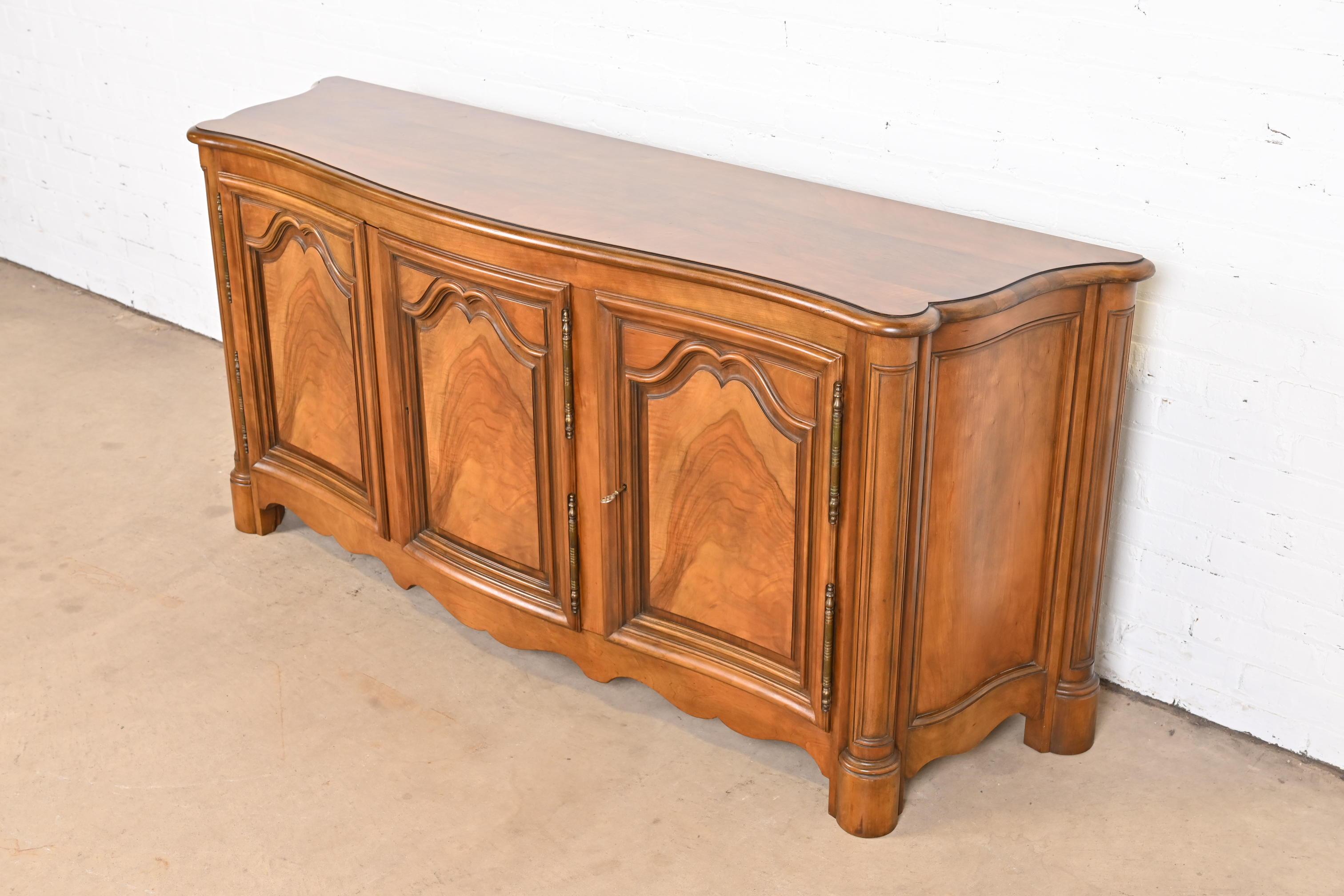 Mid-20th Century Baker Furniture French Provincial Burled Walnut Sideboard or Bar Cabinet