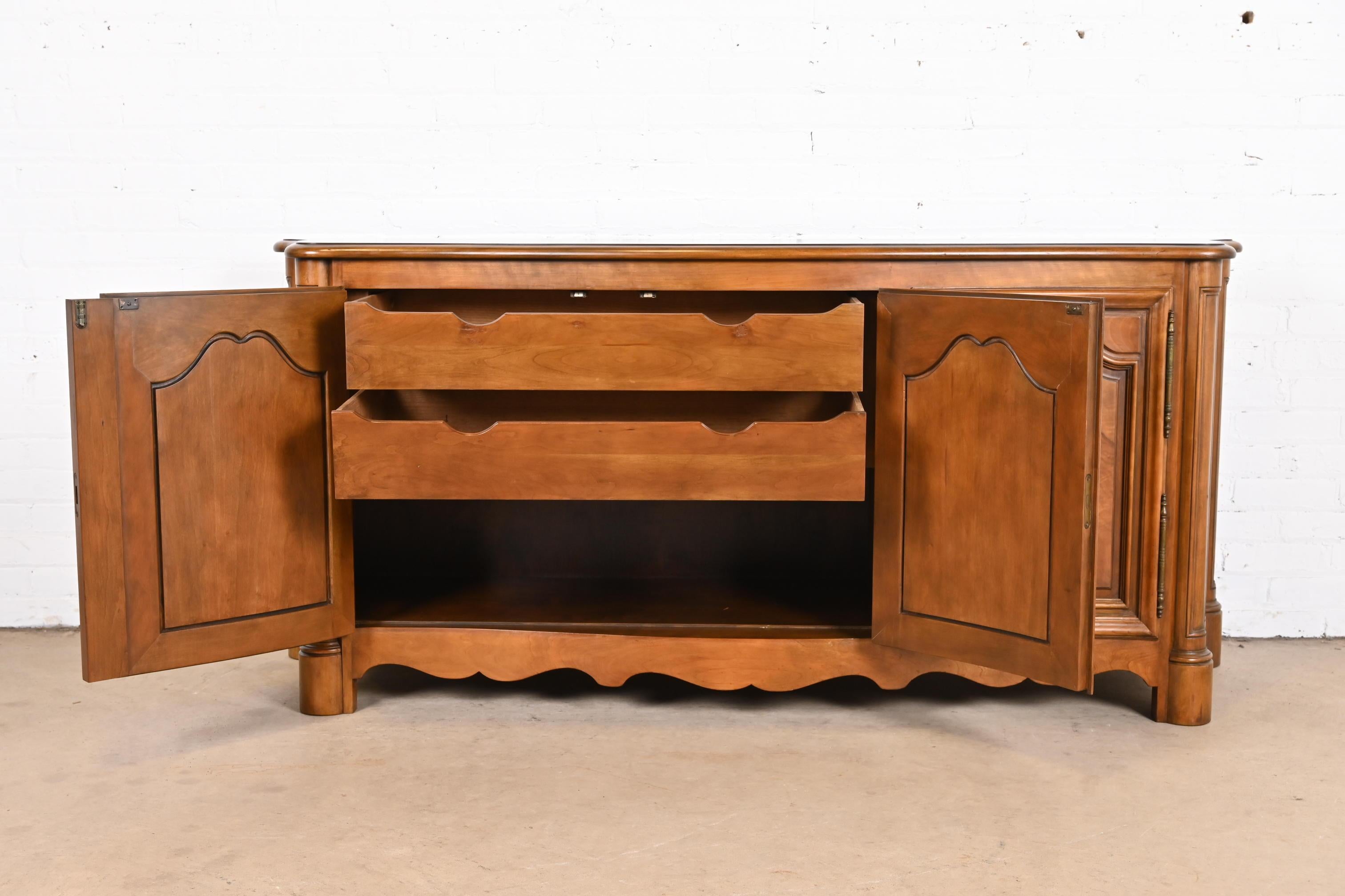 Baker Furniture French Provincial Burled Walnut Sideboard or Bar Cabinet For Sale 4