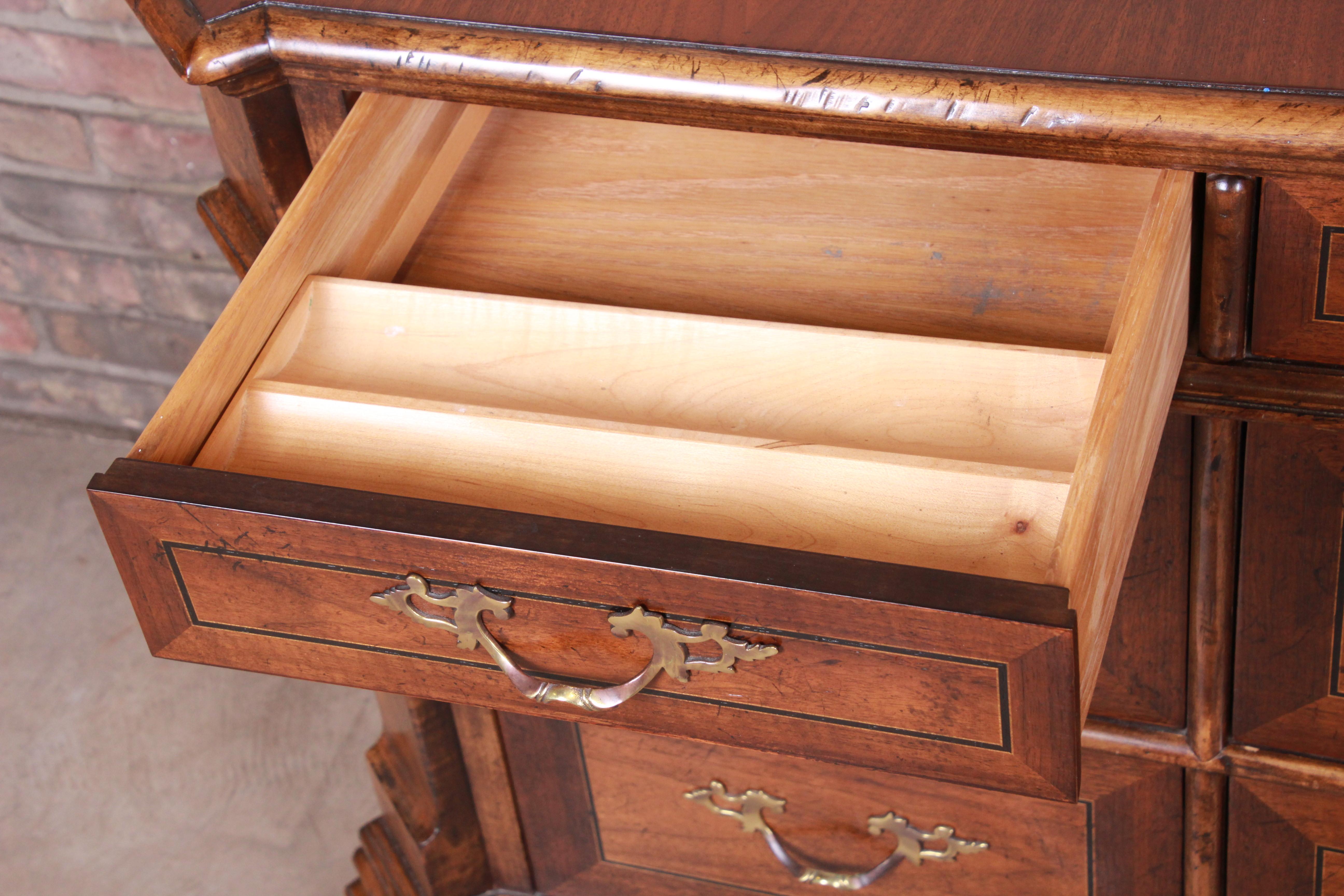 Baker Furniture French Provincial Carved Walnut Triple Dresser or Credenza 6