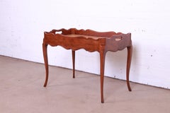 Baker Furniture French Provincial Cherry and Burl Wood Butler Coffee Table