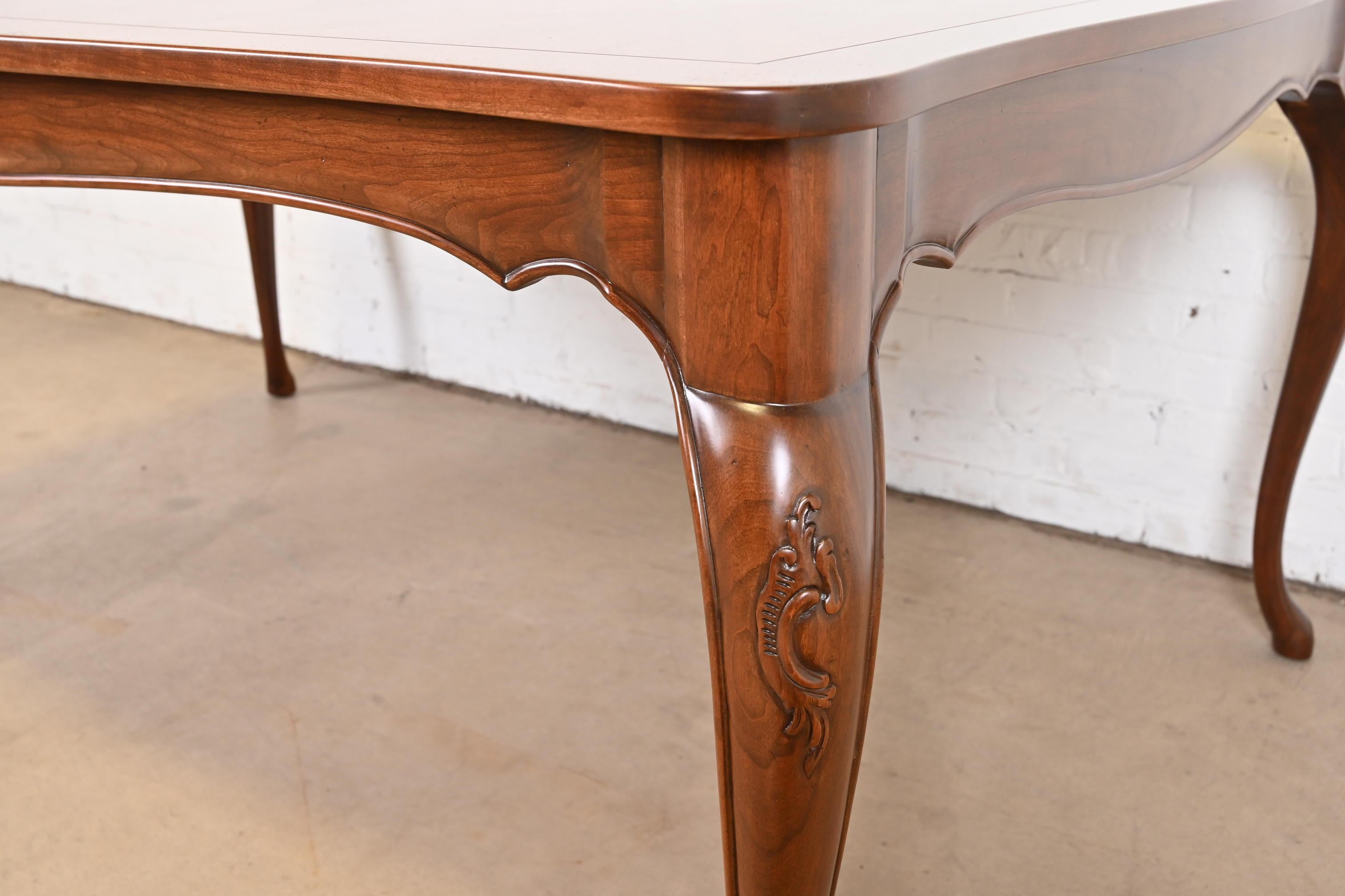 Baker Furniture French Provincial Cherry Wood Dining Table with Parquet Top 11