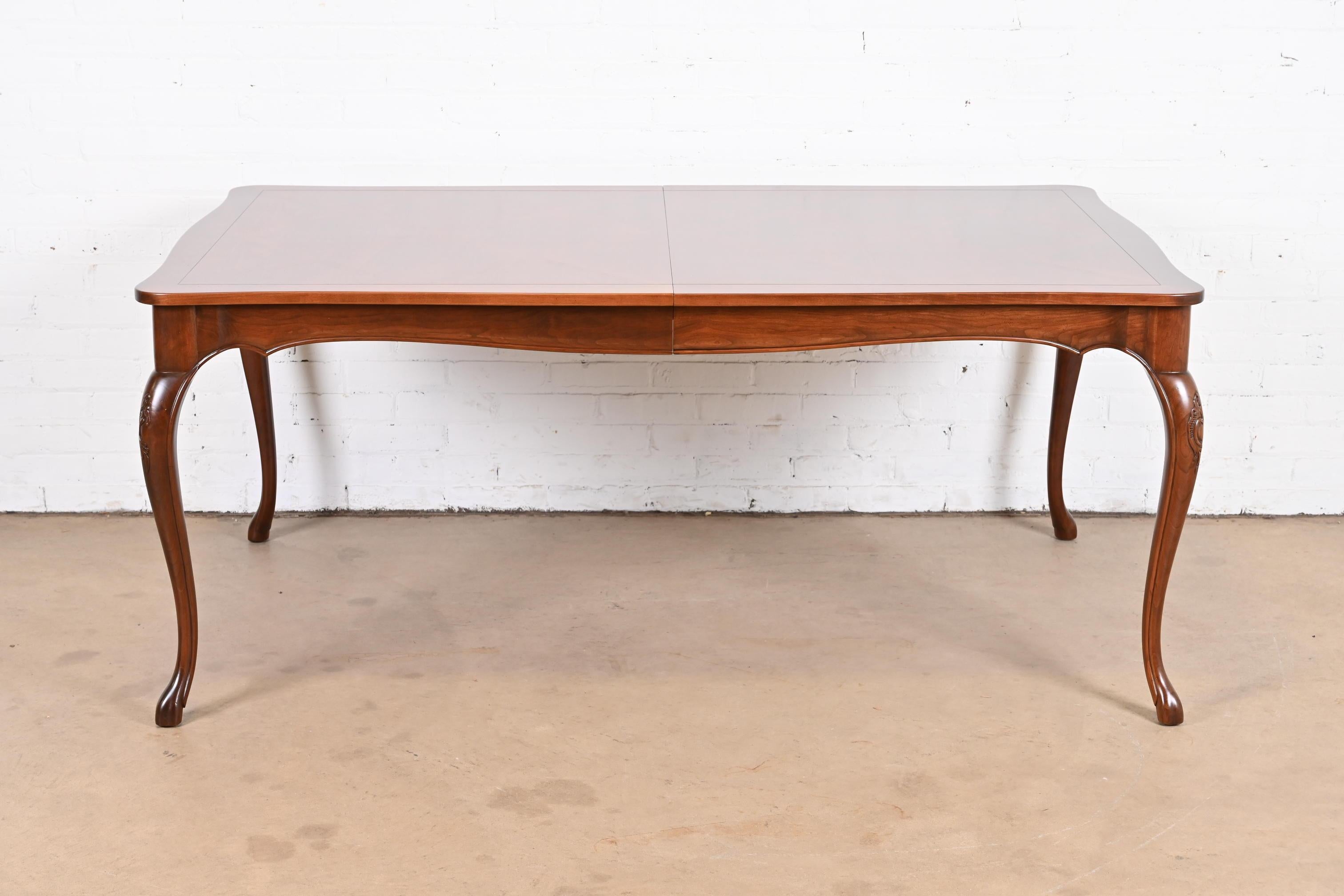 Baker Furniture French Provincial Cherry Wood Dining Table with Parquet Top 4