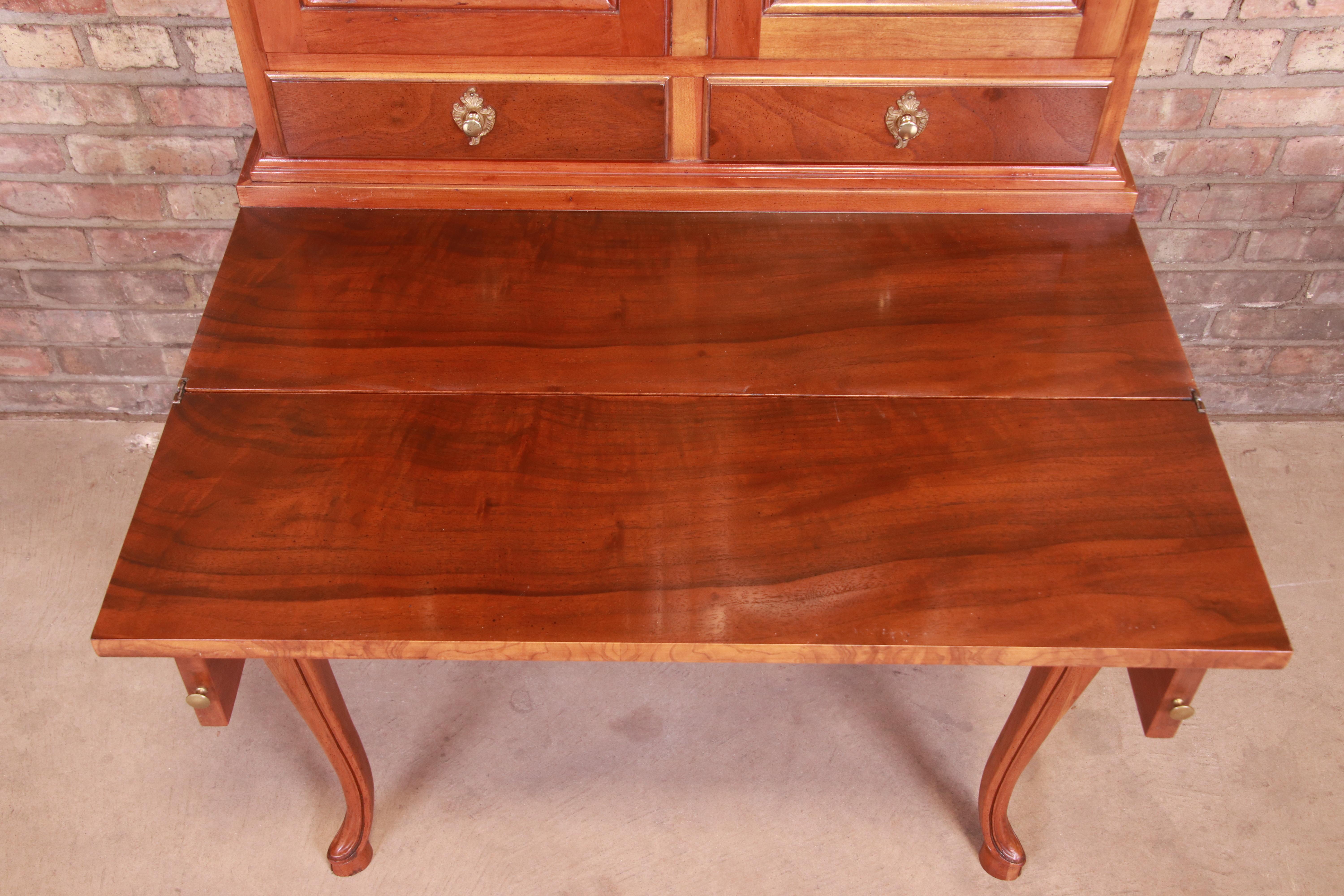 Baker Furniture French Provincial Cherrywood Secretary Desk with Bookcase Hutch 3