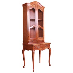 Vintage Baker Furniture French Provincial Cherrywood Secretary Desk with Bookcase Hutch