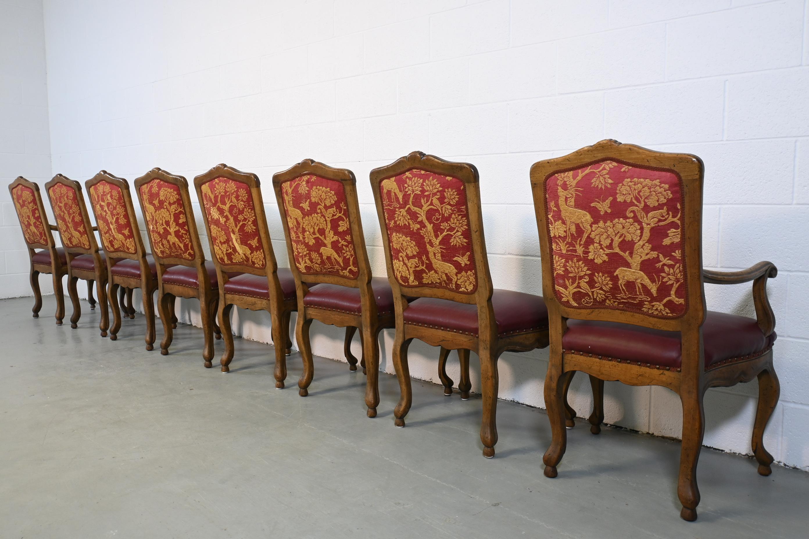 Leather Baker Furniture French Provincial Dining Chairs, Set of 8