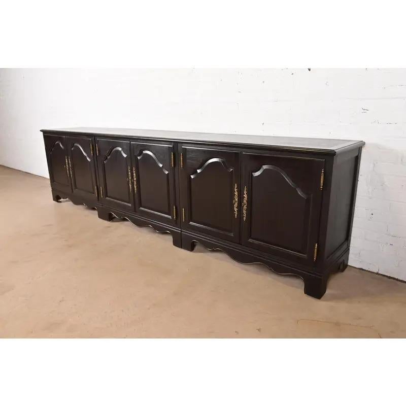 American Baker Furniture French Provincial Ebonized Sideboard Credenza, Circa 1960s For Sale