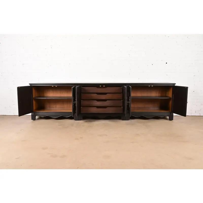 Mid-20th Century Baker Furniture French Provincial Ebonized Sideboard Credenza, Circa 1960s For Sale