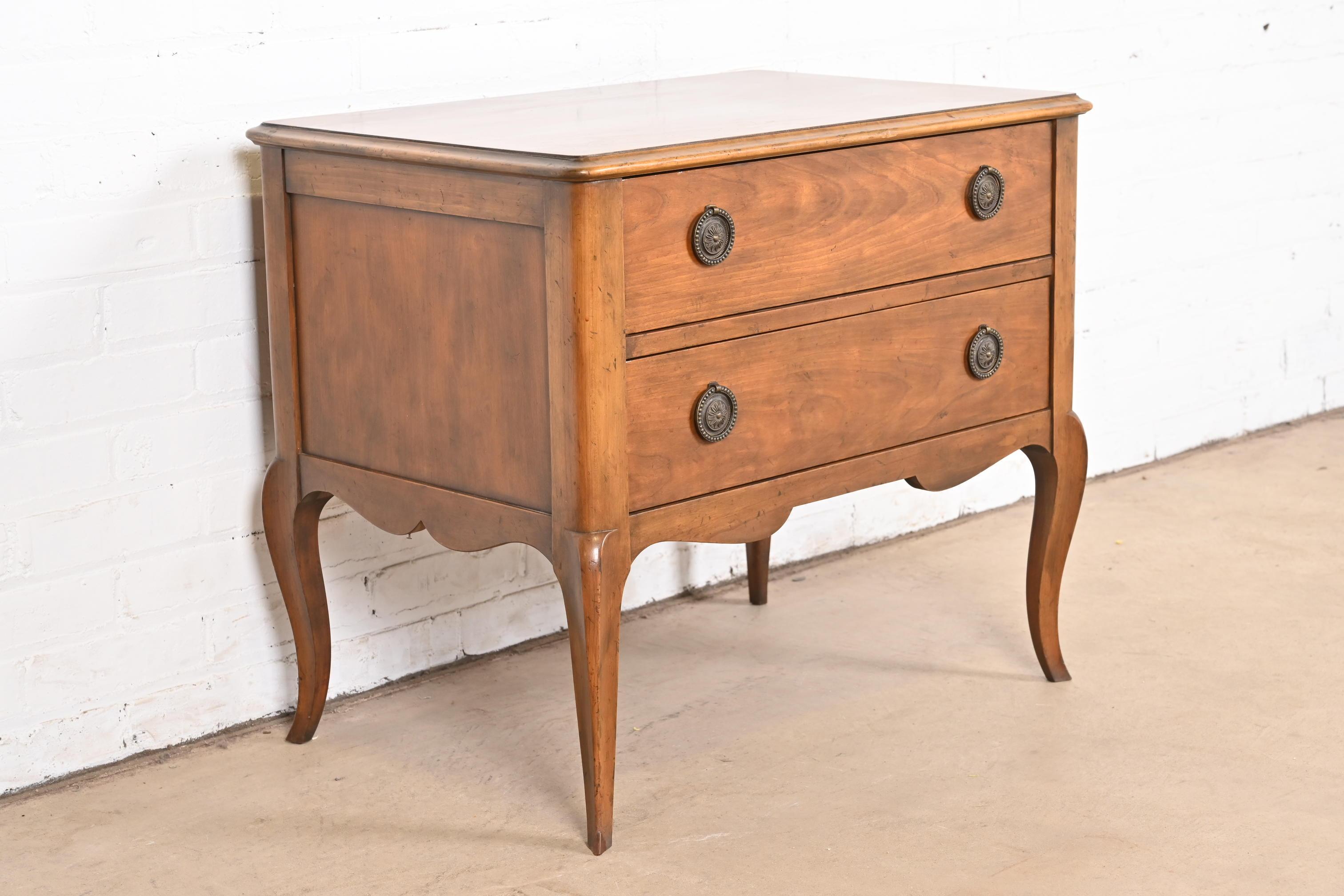 Brass Baker Furniture French Provincial Fruitwood Commode or Chest of Drawers For Sale