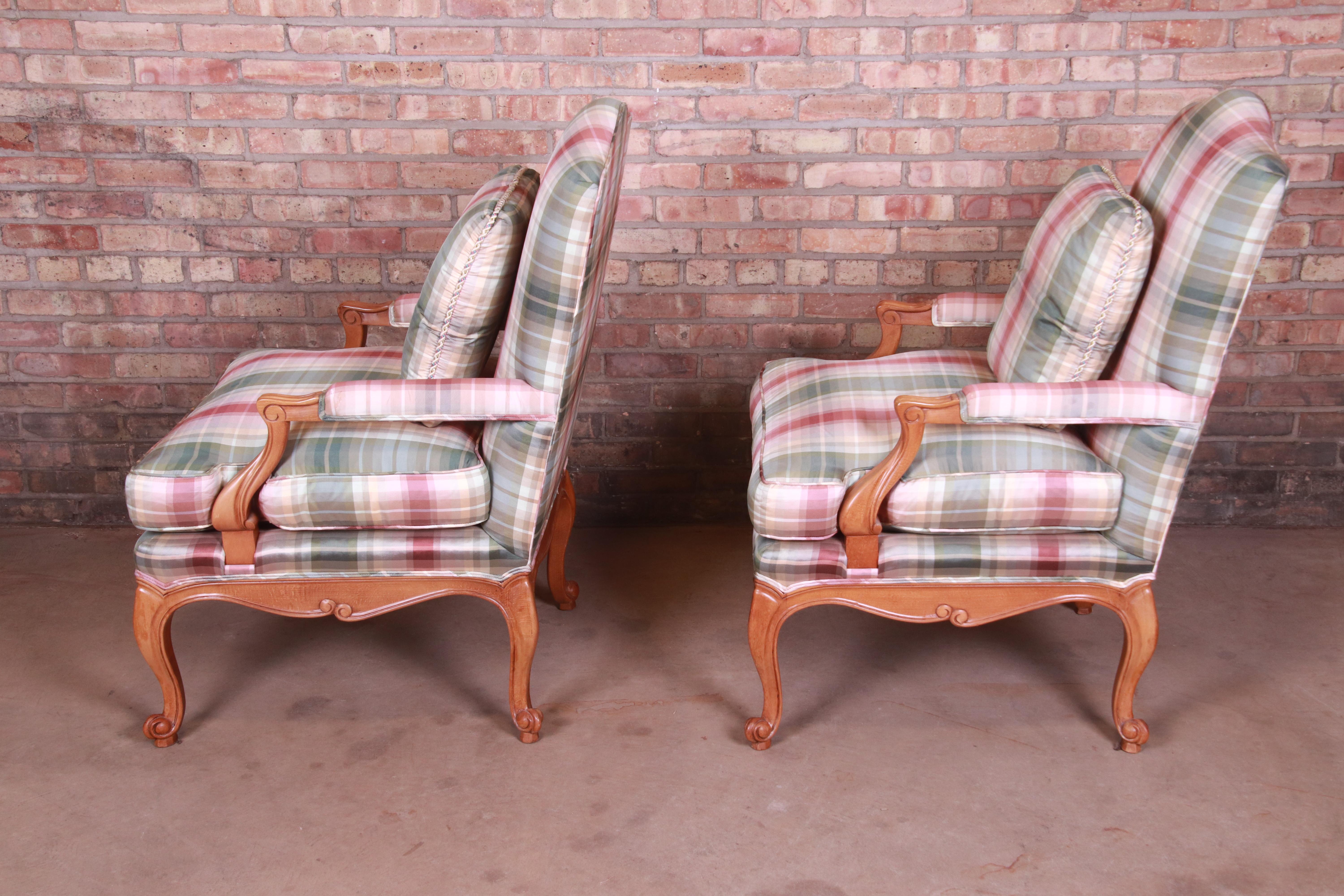 Baker Furniture French Provincial Louis XV Bergère Chairs, Pair 4